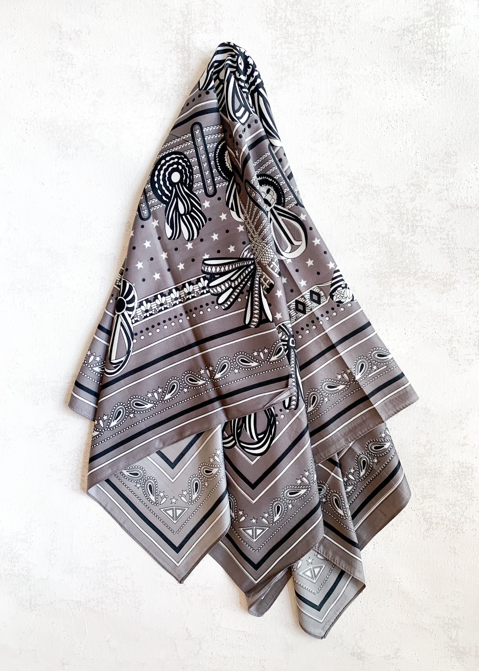 Elitaire Boutique Classic Bandana Silky Long Scarf in Pewter