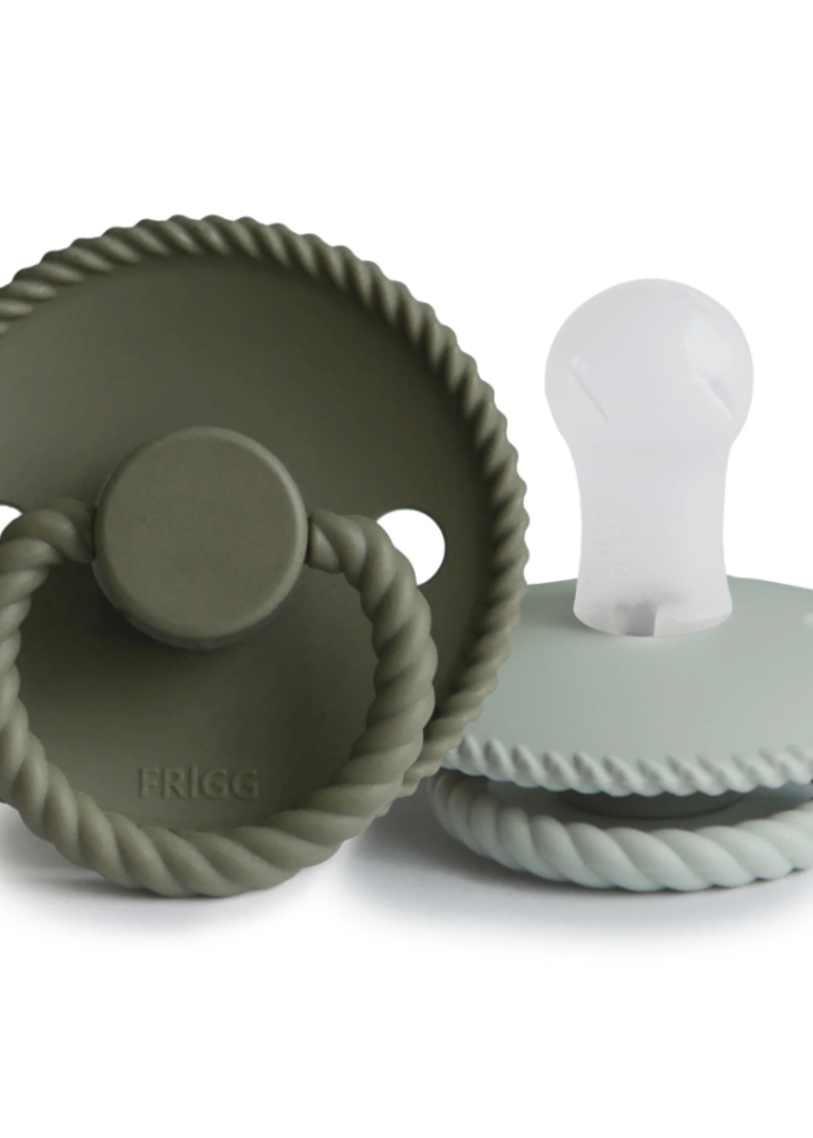 Elitaire Petite FRIGG Rope Silicone Baby Pacifier Set (Olive/Sage) 6-18M