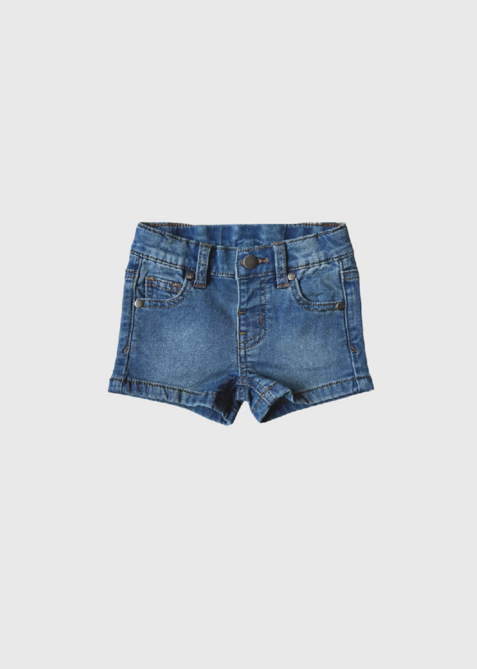 Elitaire Petite Girls Denim Shorts in Mid Blue