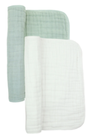 Elitaire Petite Cloud Muslin Burp Cloth 2-Pack in Bali + White