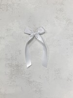 Elitaire Petite Satin Bow in White - Sash Clip Small