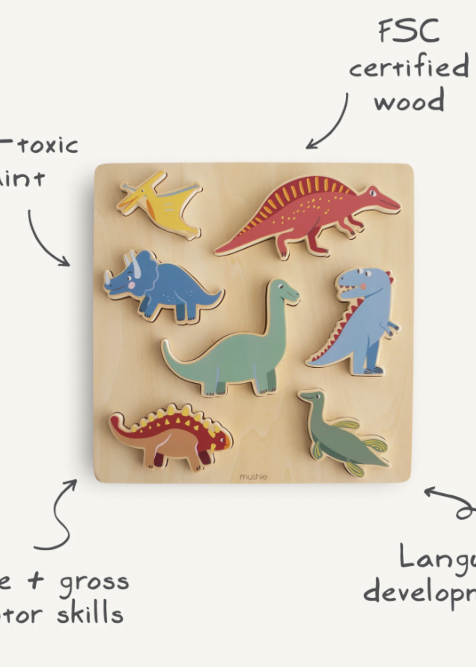 Elitaire Petite Wooden Dino Puzzle