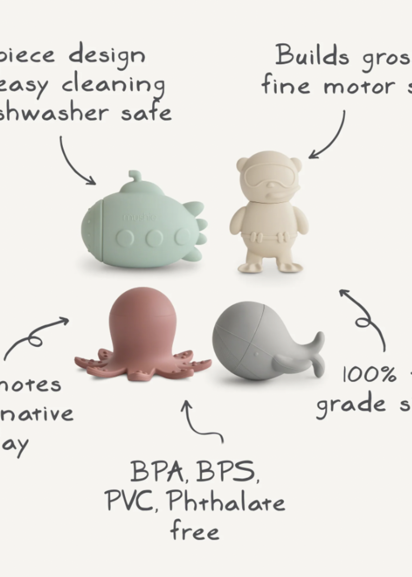 Elitaire Petite Sealife Mold Free Bath Toy Set