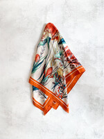 Elitaire Boutique Orange Butterfly Garden Silky  Bandana Scarf