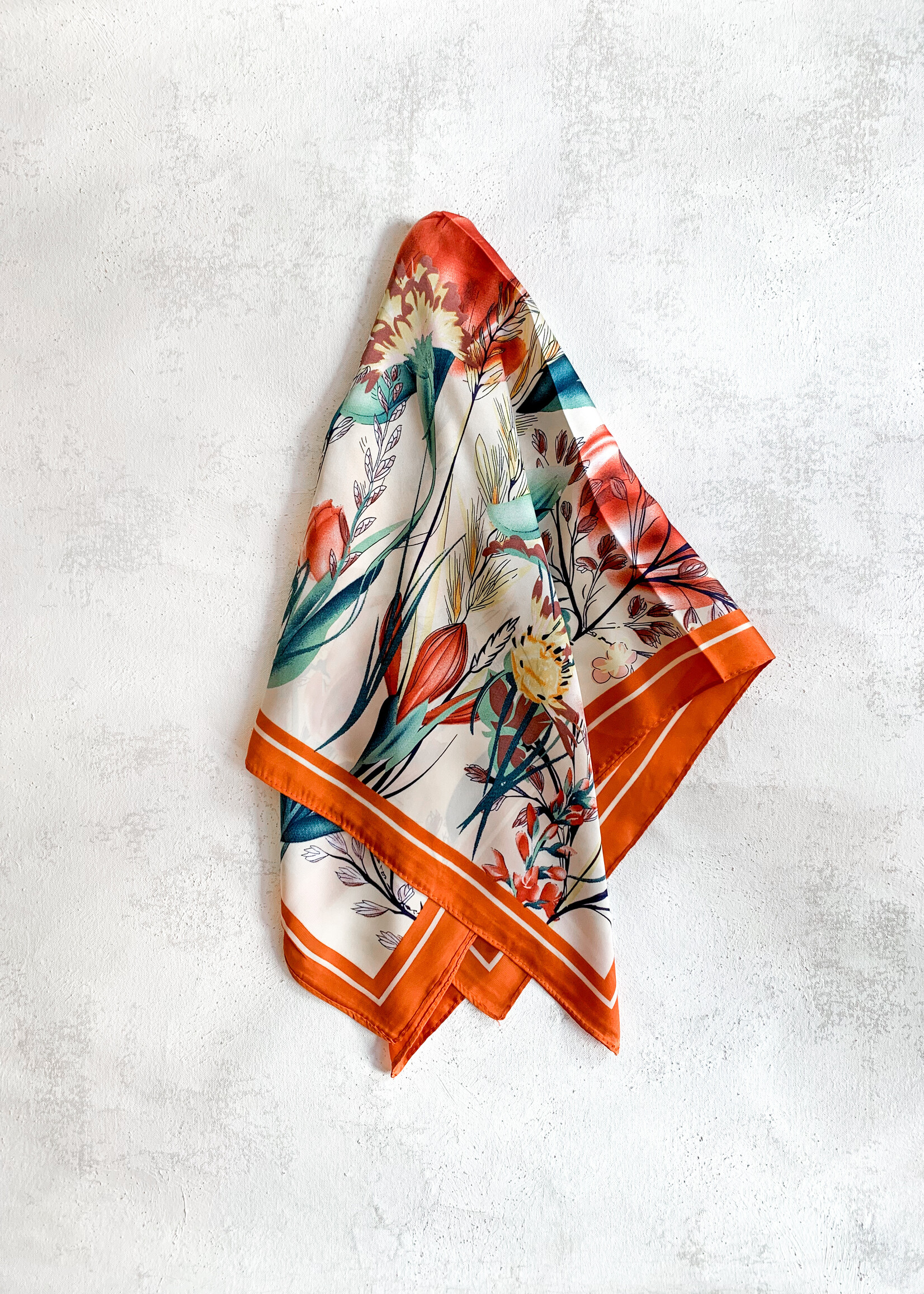 Elitaire Boutique Orange Butterfly Garden Silky  Bandana Scarf