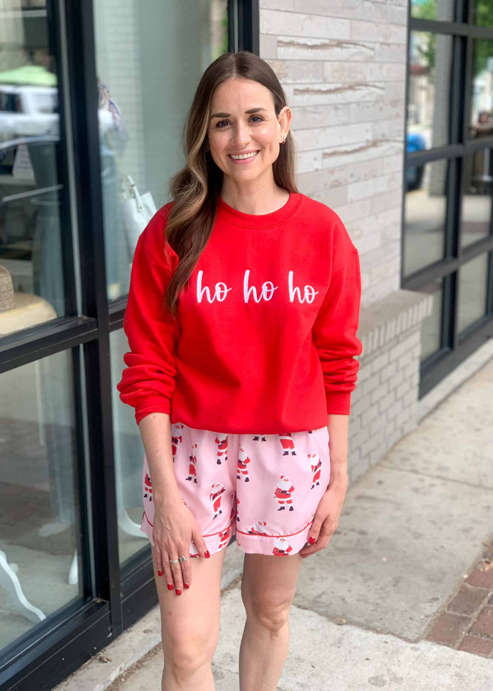 Elitaire Boutique Ho Ho Ho Embroidered Sweatshirt