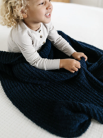 Elitaire Boutique Chenille Blanket - Navy - Large