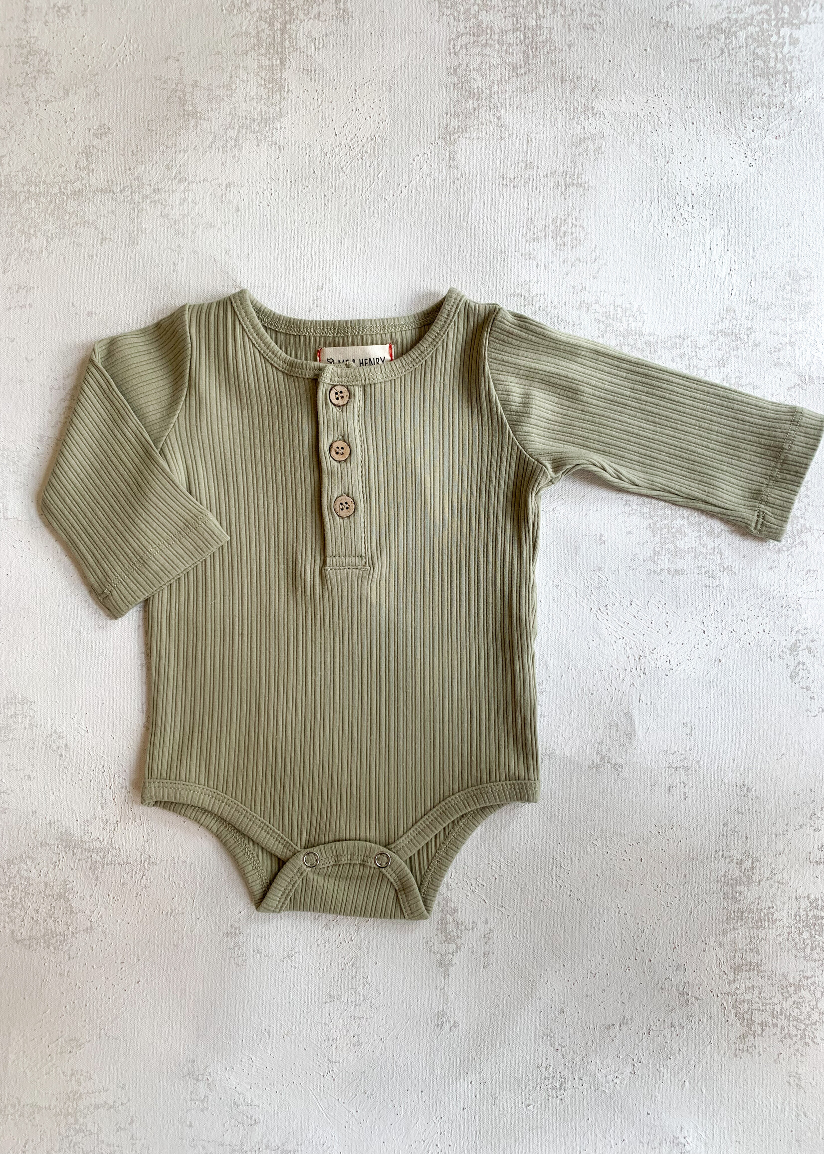 Elitaire Petite Aynor Ribbed Sage Onesie