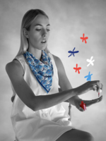 Elitaire Boutique Blue + Navy + Red Checkerboard Gameday Scarf