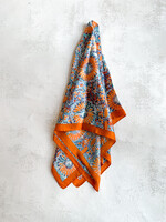 Elitaire Boutique Orange and Blue/Green Printed Silky Bandana Scarf