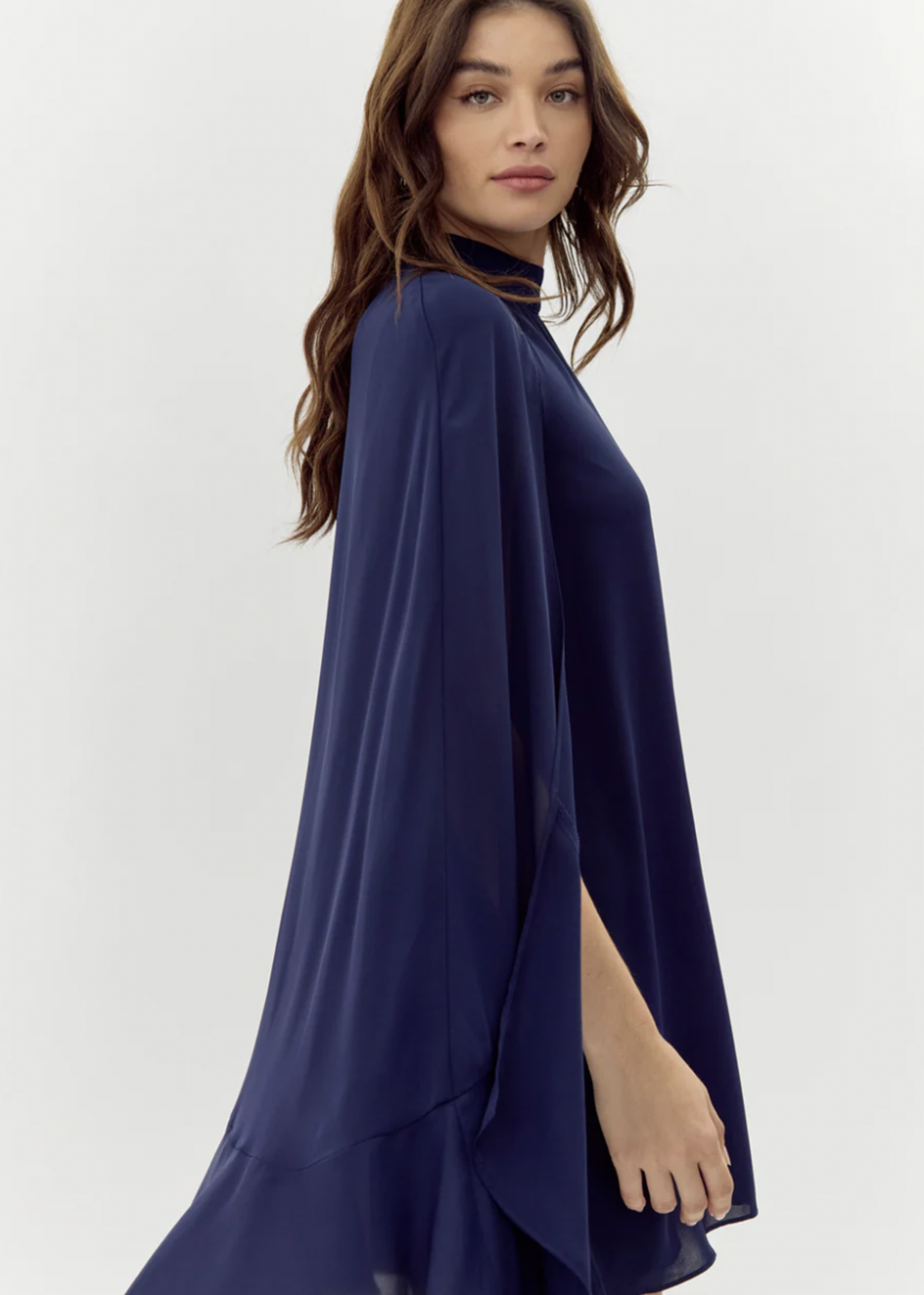 Elitaire Boutique Imogen Navy Cape Dress
