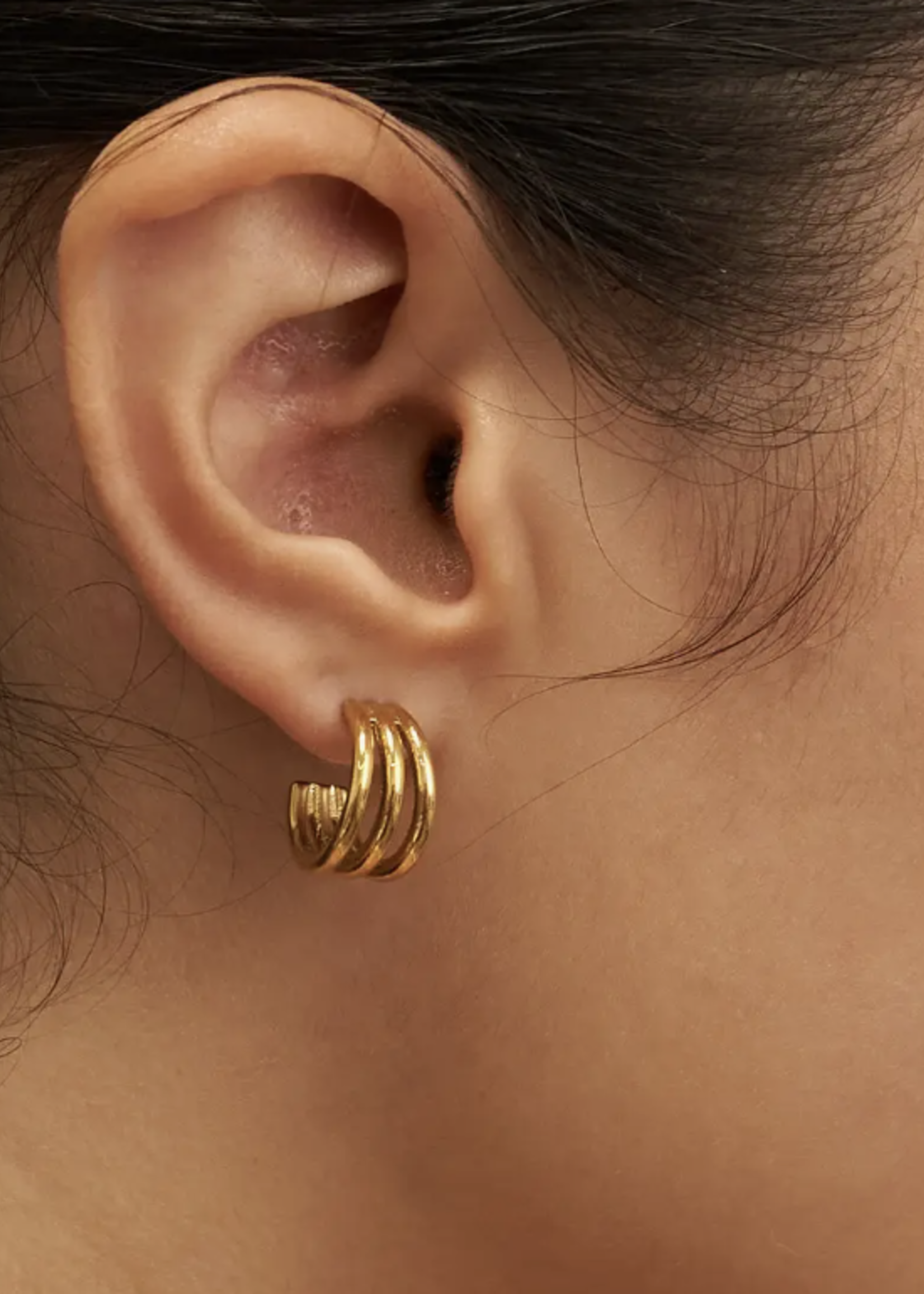 Elitaire Boutique Triple Mini Hoops - Gold