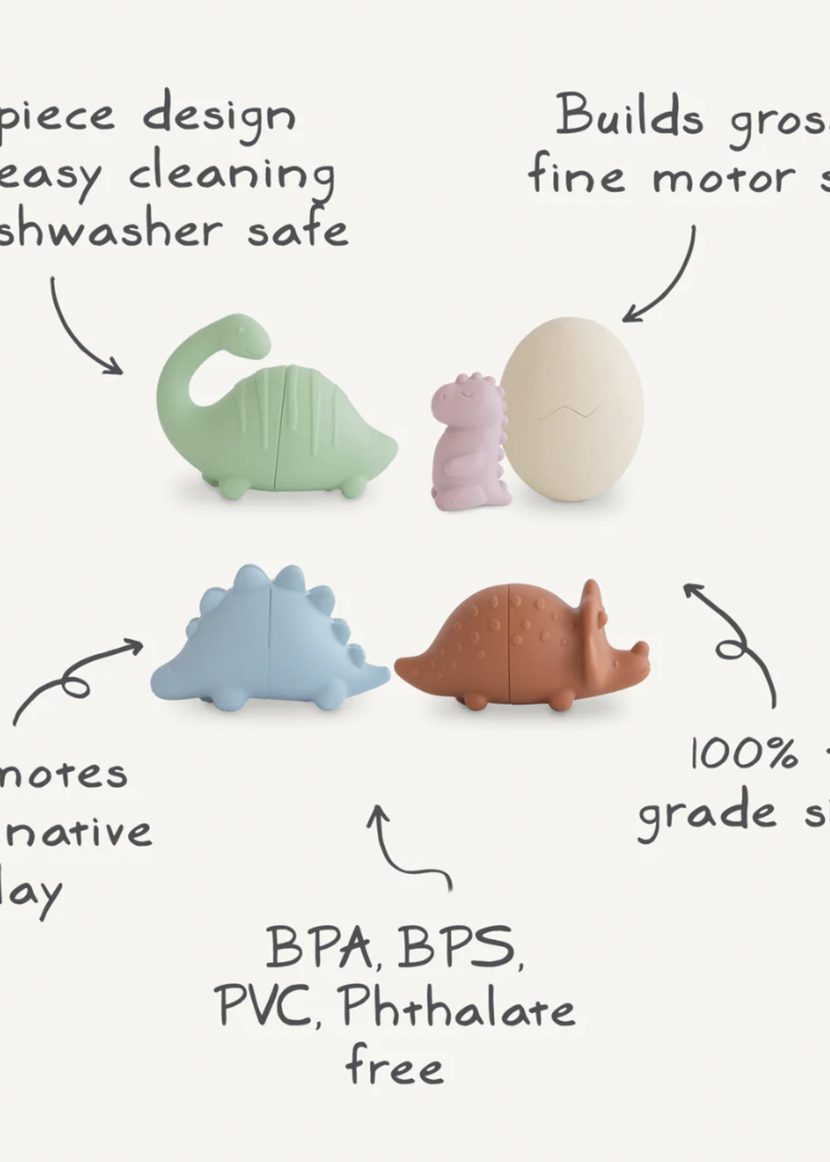 Elitaire Petite Dinos Mold Free Bath Toy Set