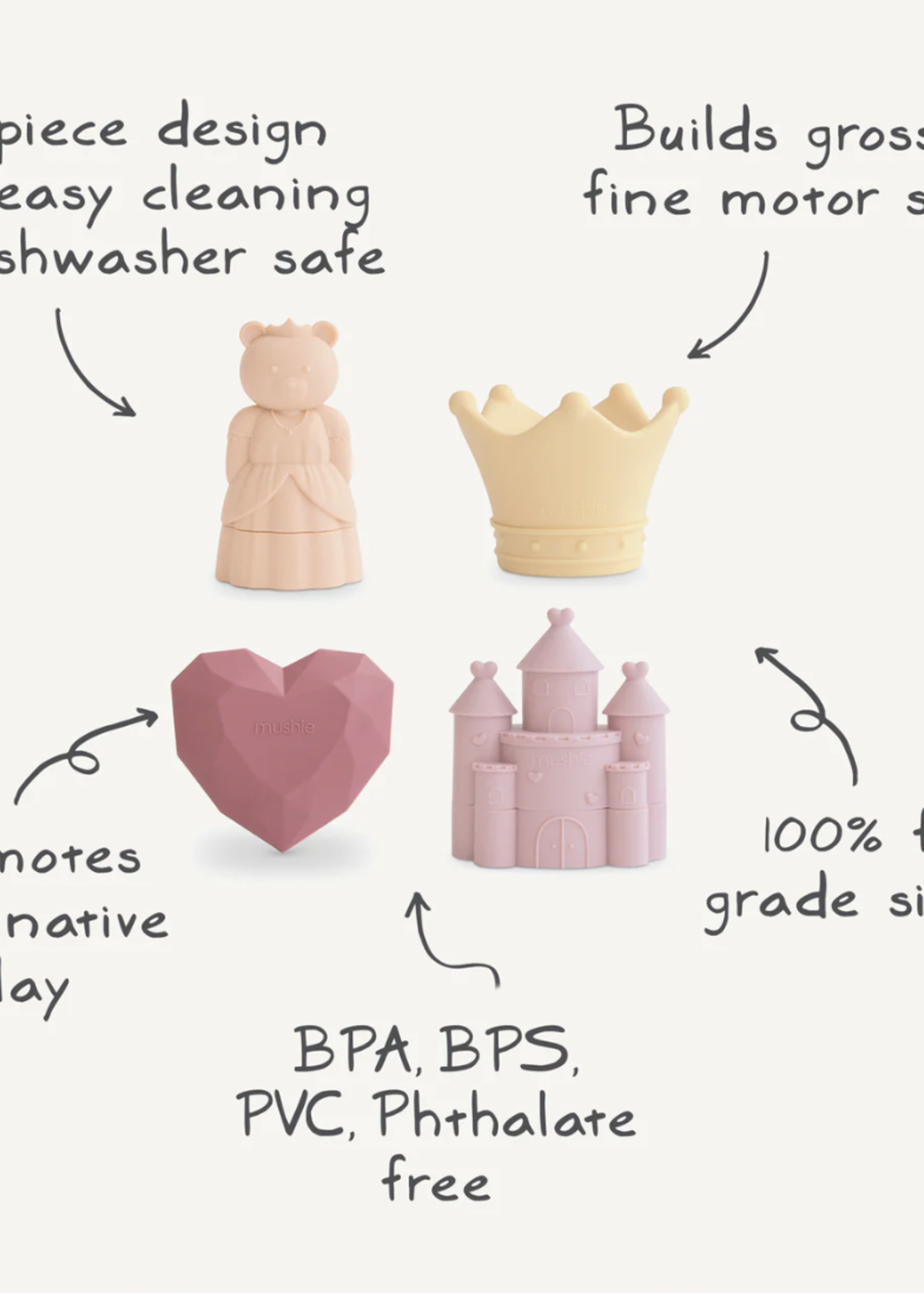 Elitaire Petite Princess Mold Free Bath Toy Set
