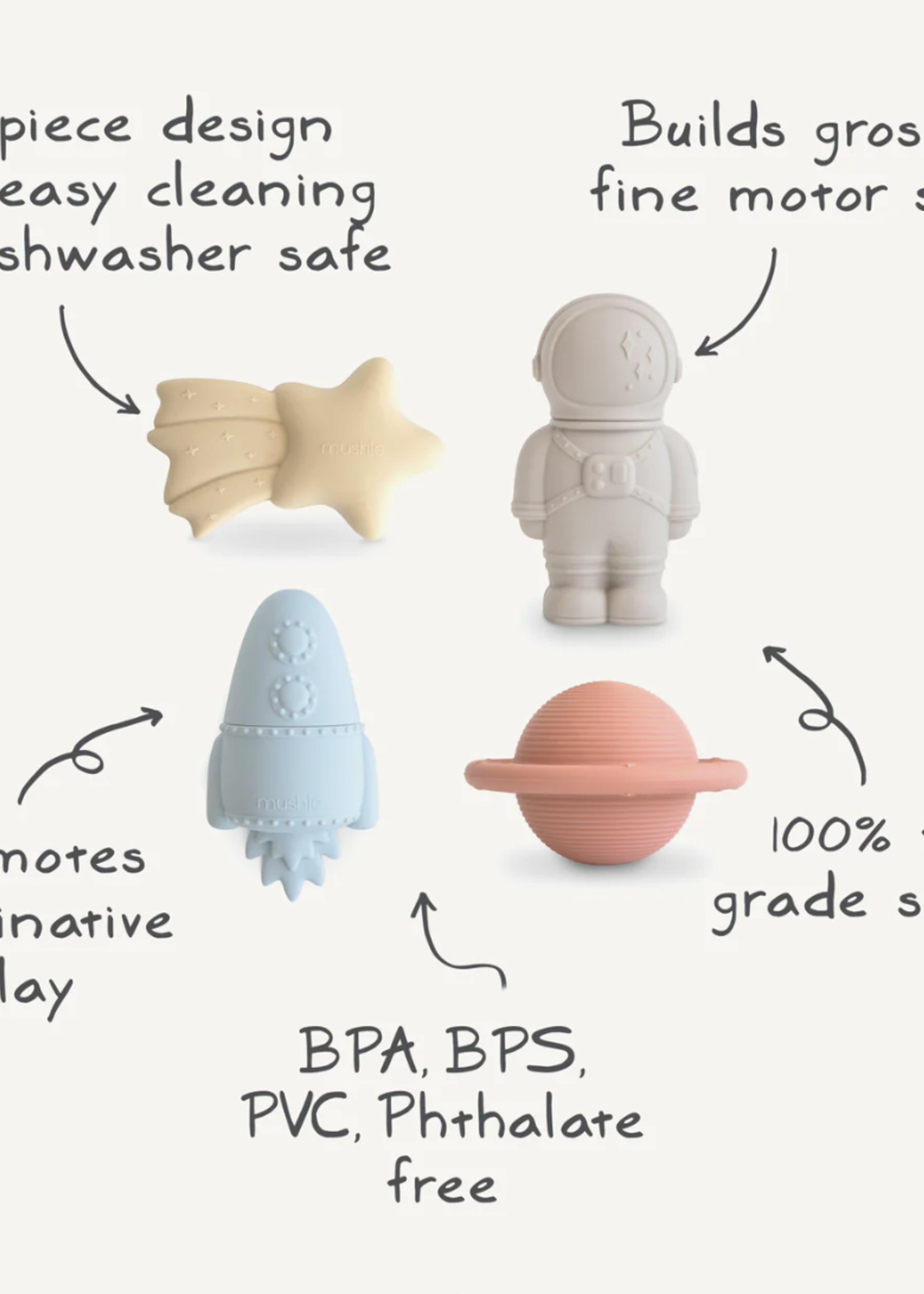 Elitaire Petite Space Mold Free Bath Toy Set