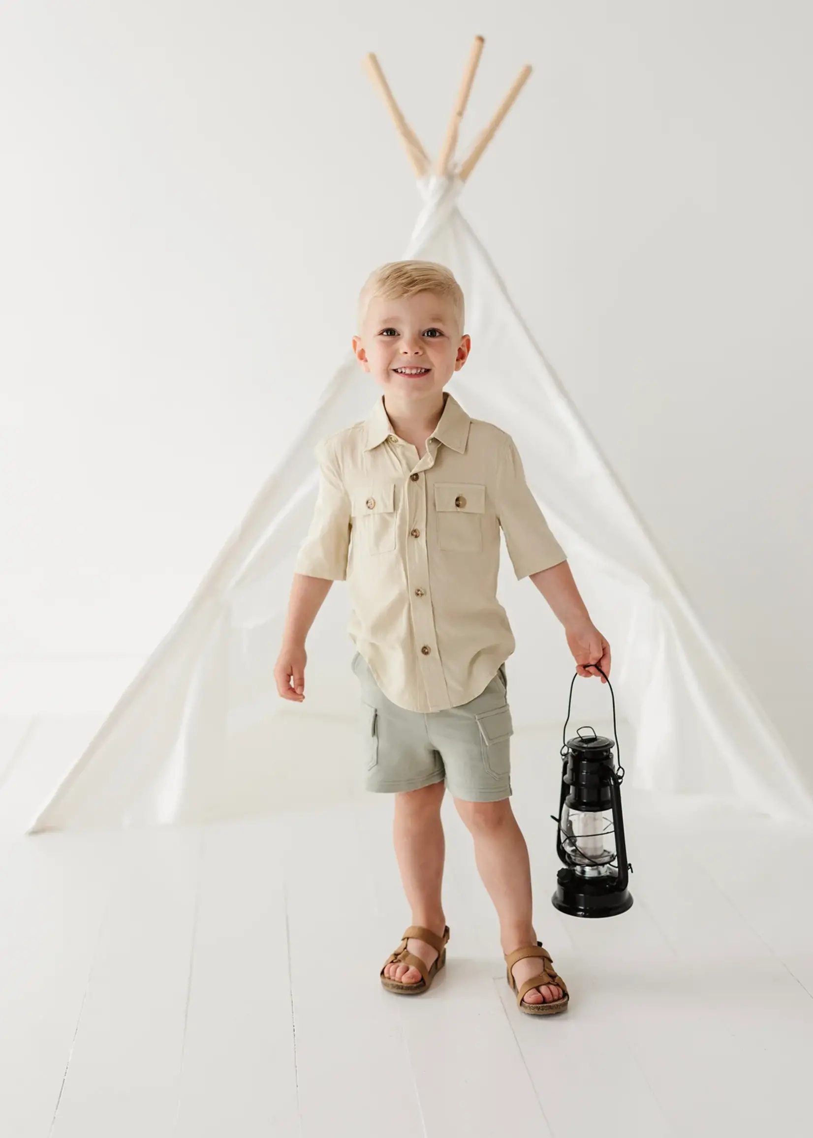 Elitaire Petite Utility Shirt in Oyster