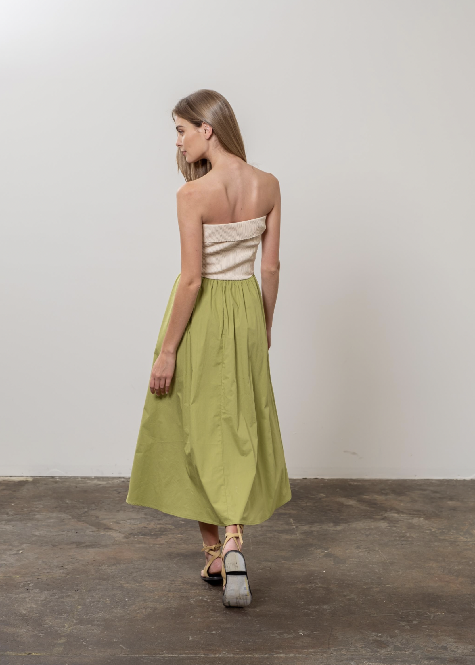 Elitaire Boutique Strapless Two Tone Midi Dress