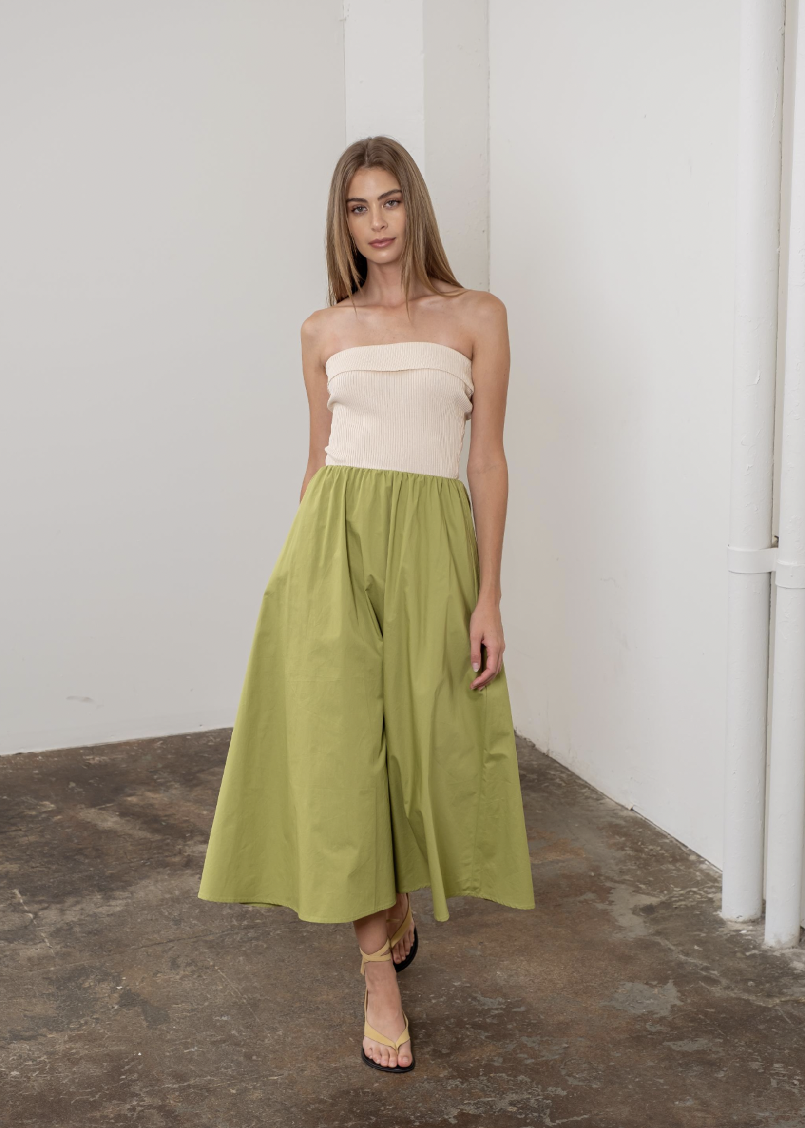 Elitaire Boutique Strapless Two Tone Midi Dress