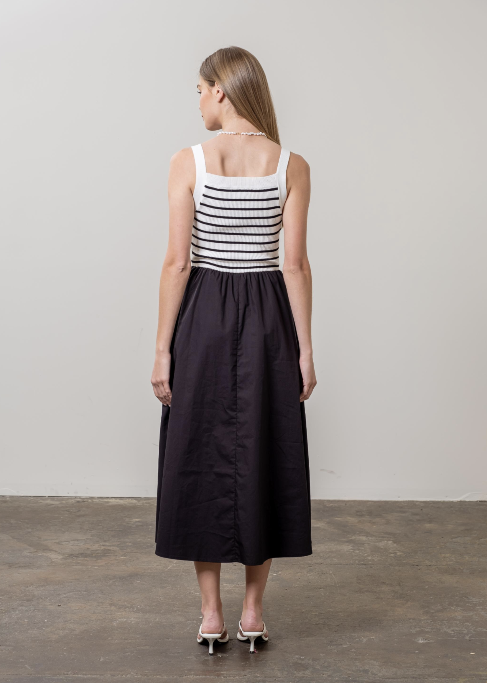 Elitaire Boutique Striped Sweater Top Midi Dress