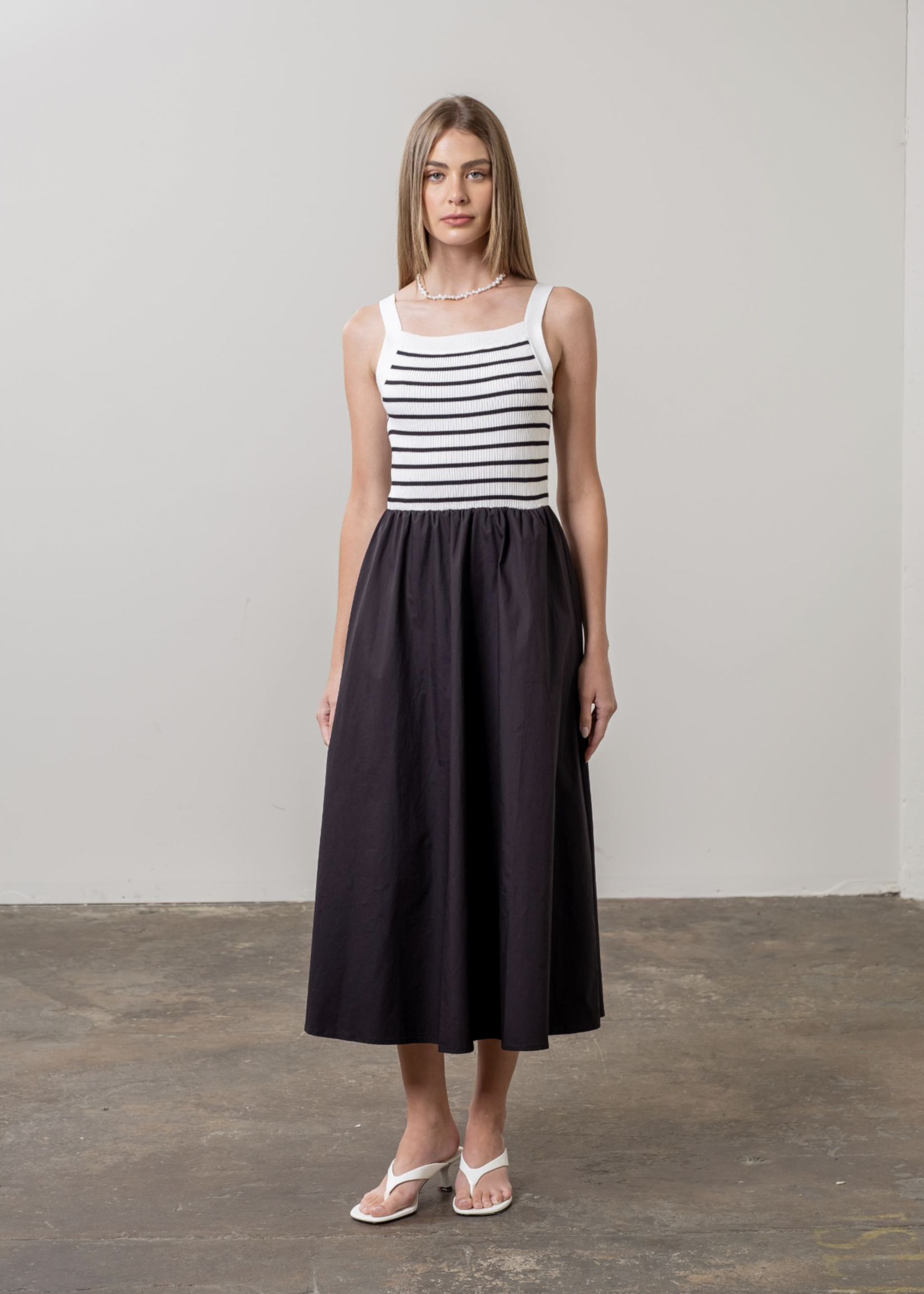 Elitaire Boutique Striped Sweater Top Midi Dress