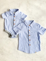 Elitaire Petite Helford Onesie/Shirt in Blue Seersucker