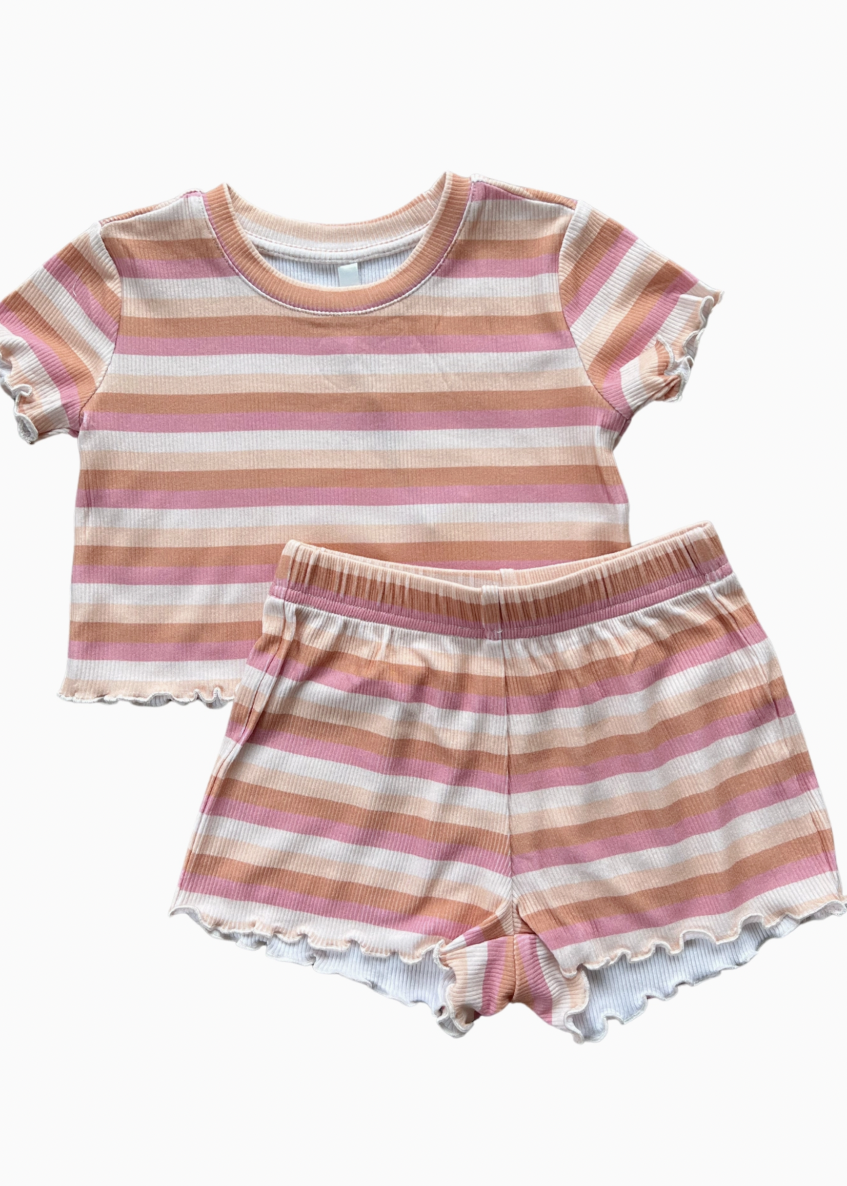 Elitaire Petite Tropical Stripe Tee/Shorts Set