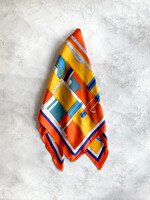 Elitaire Boutique Wheel & Belt Prink Silky Bandana Scarf in Orange
