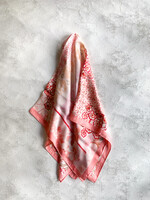 Elitaire Boutique Pink Abstract Floral & Border Silky Bandana Scarf