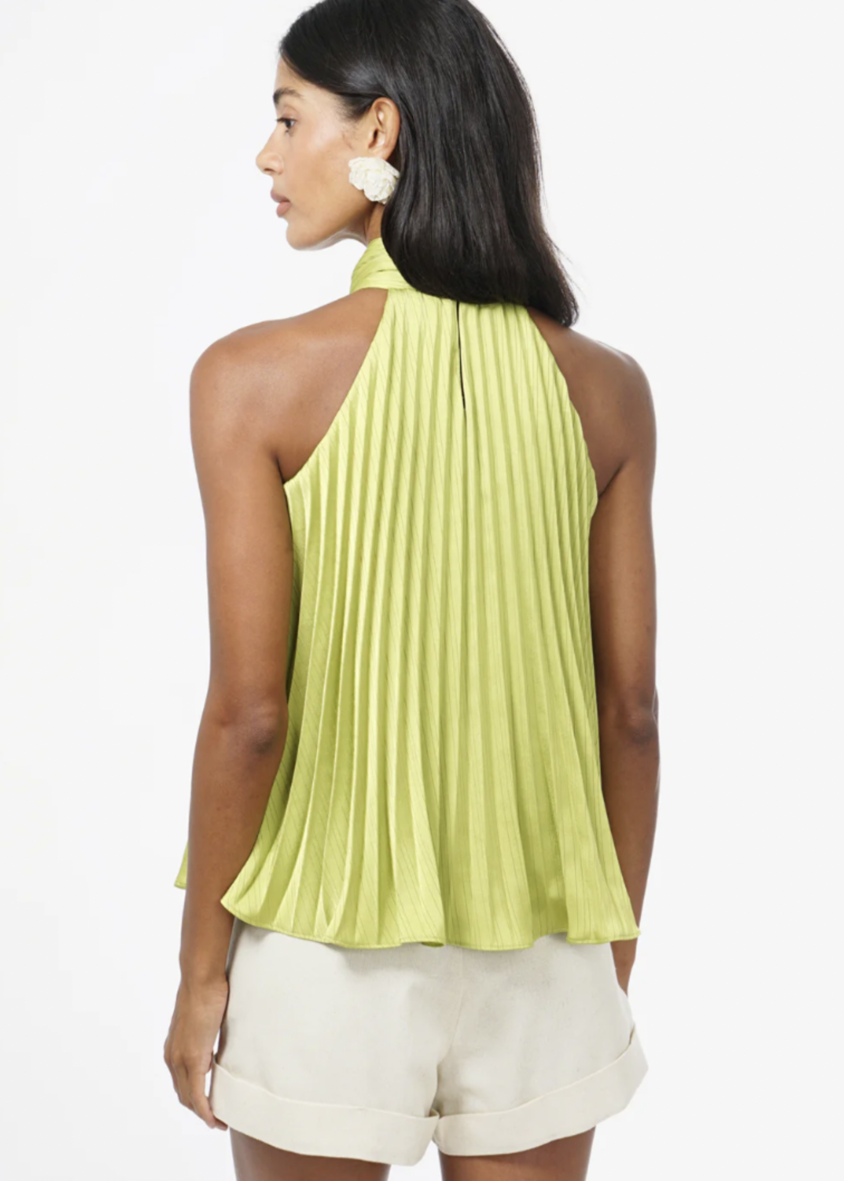 Elitaire Boutique Halter Pleated Satin Top