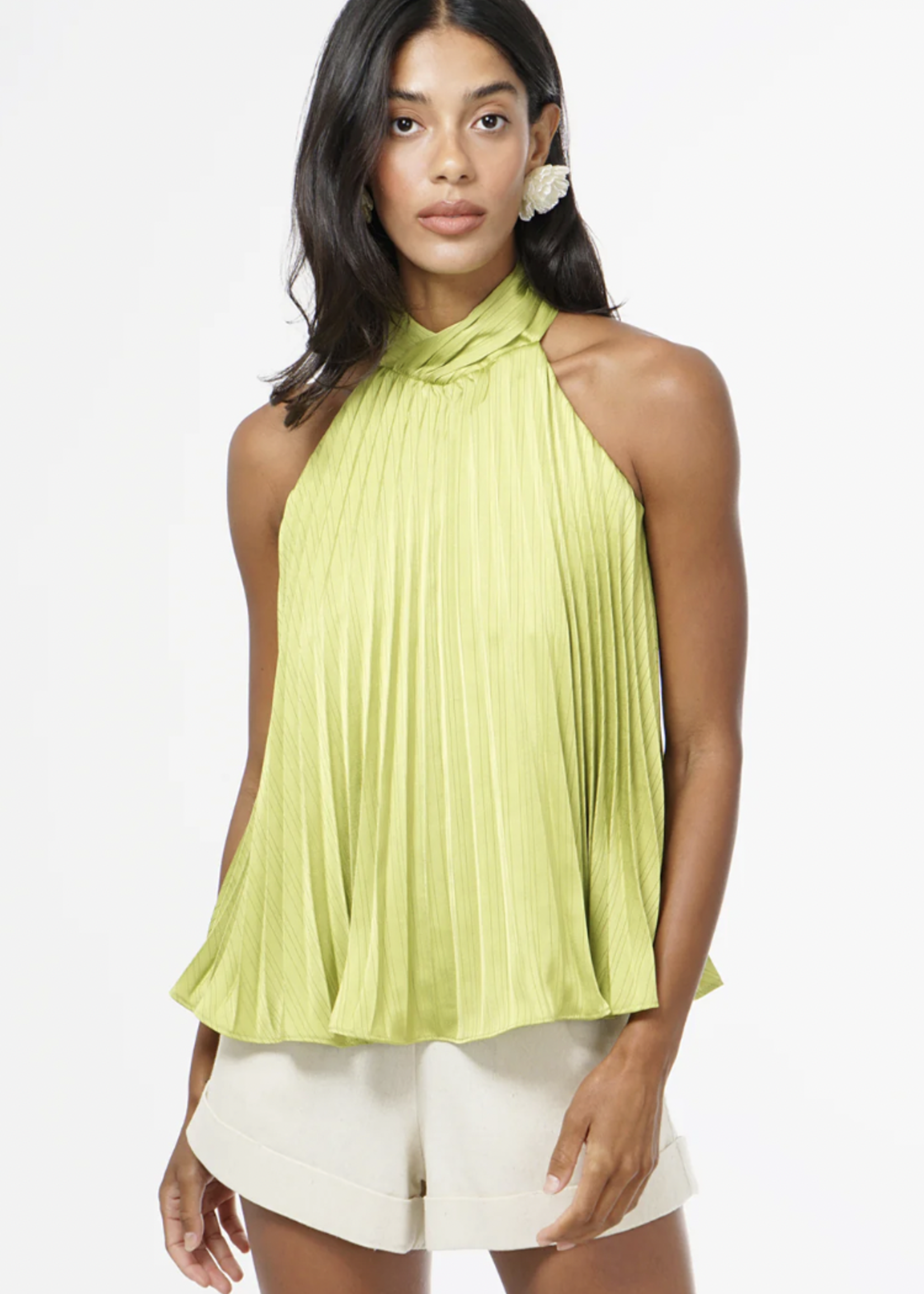 Elitaire Boutique Halter Pleated Satin Top