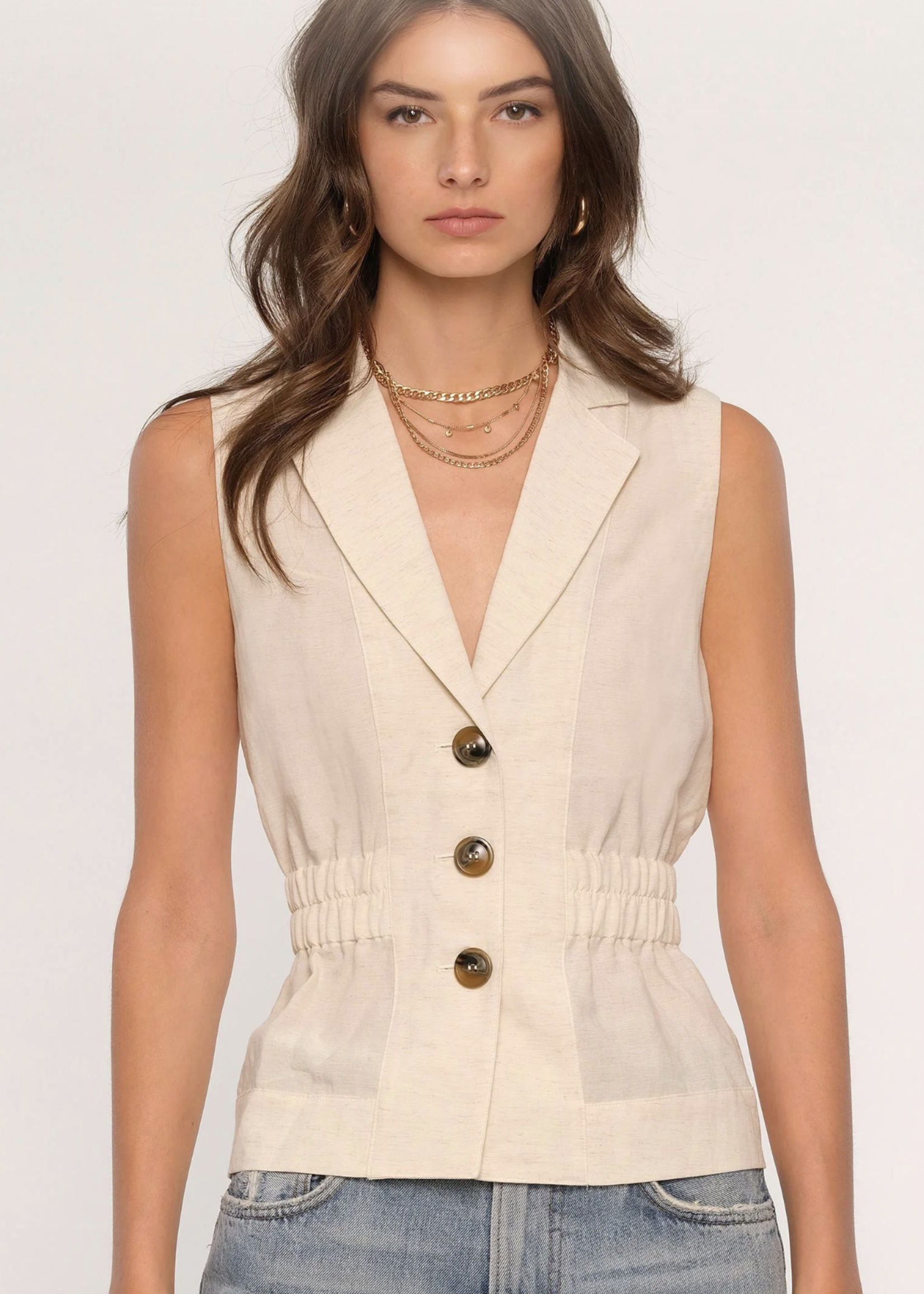 Elitaire Boutique Otto Vest in Ecru