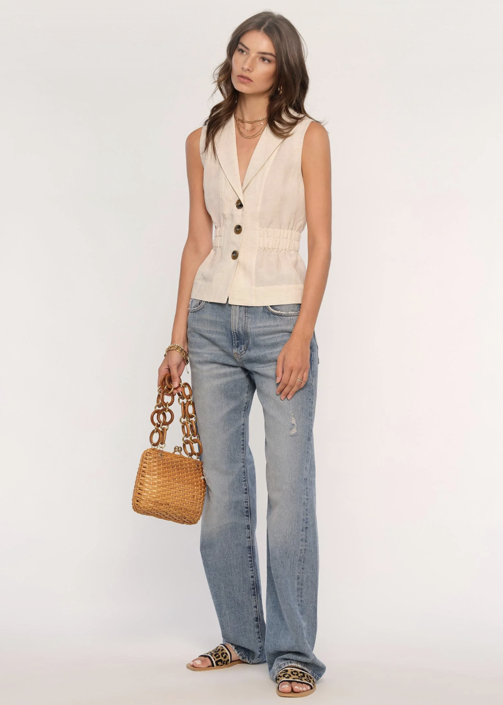 Elitaire Boutique Otto Vest in Ecru