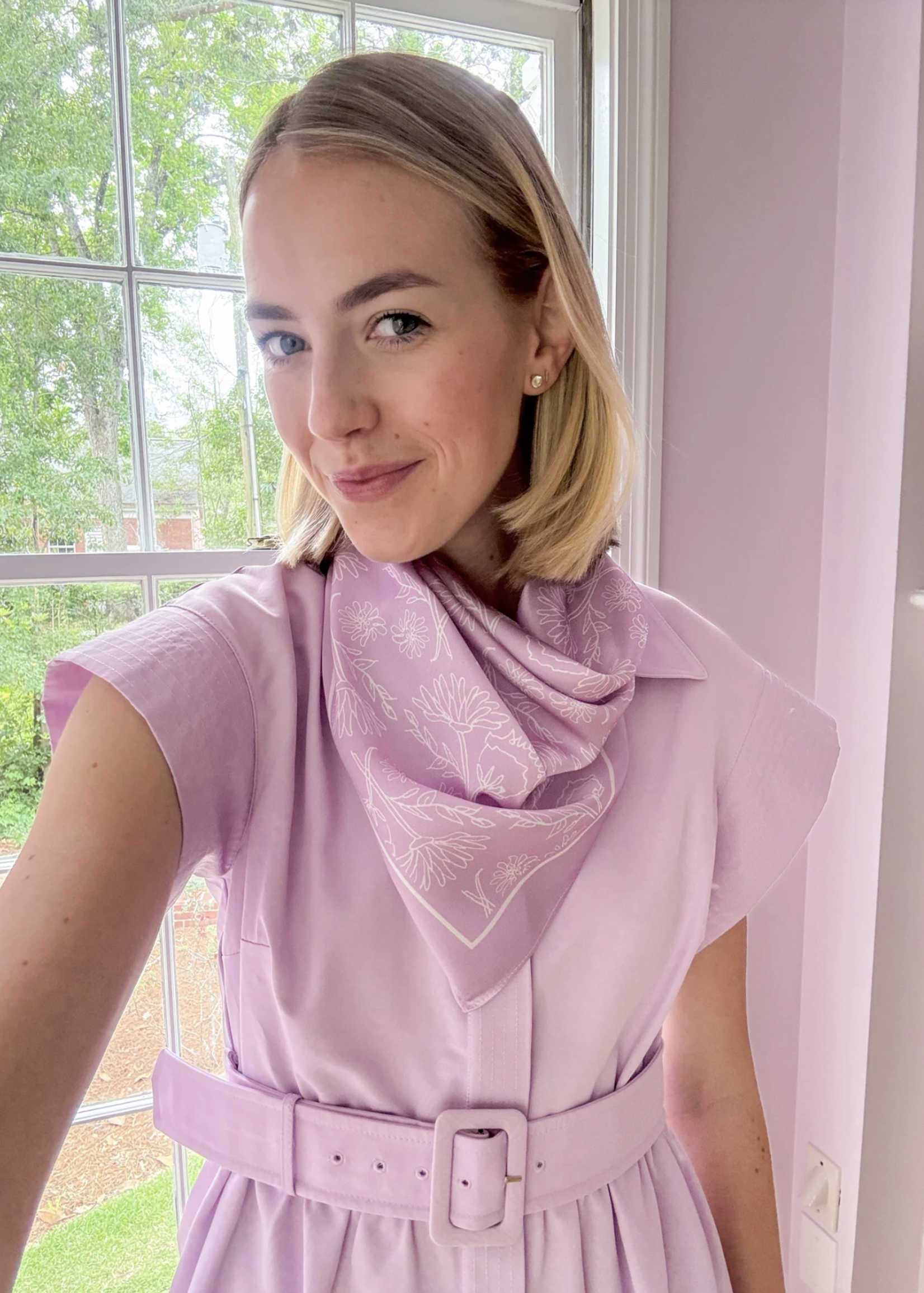 Elitaire Boutique Lilac Garden Party Silk Scarf by Swells
