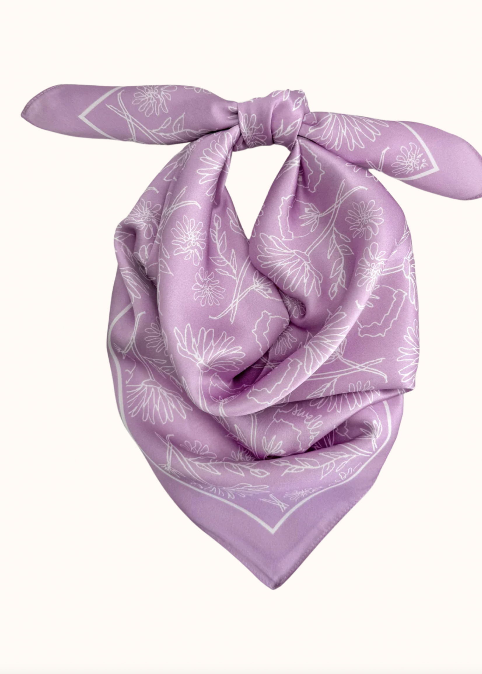 Elitaire Boutique Lilac Garden Party Silk Scarf by Swells