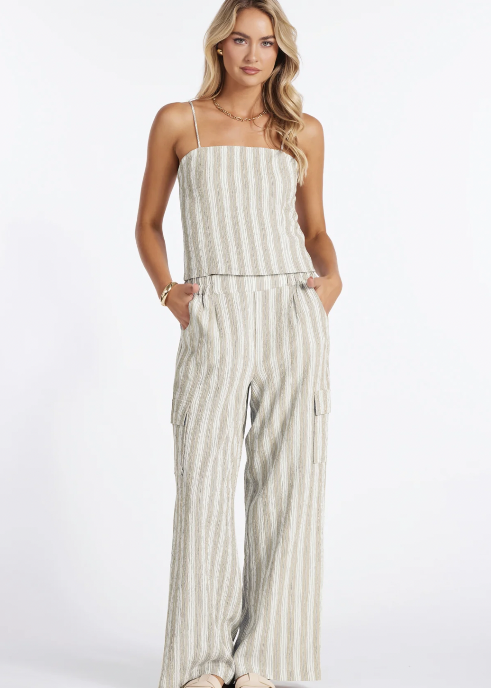 Elitaire Boutique Coastal Stripe Cargo Pants