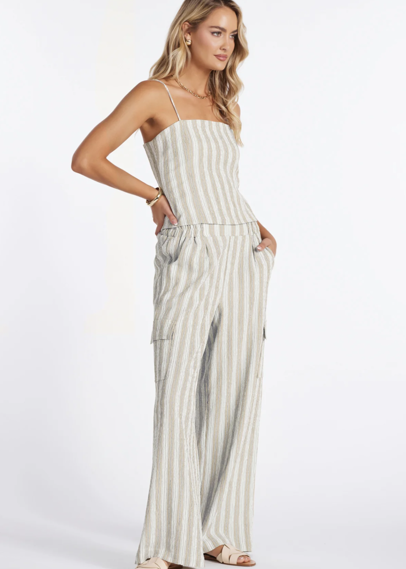 Elitaire Boutique Coastal Stripe Cargo Pants