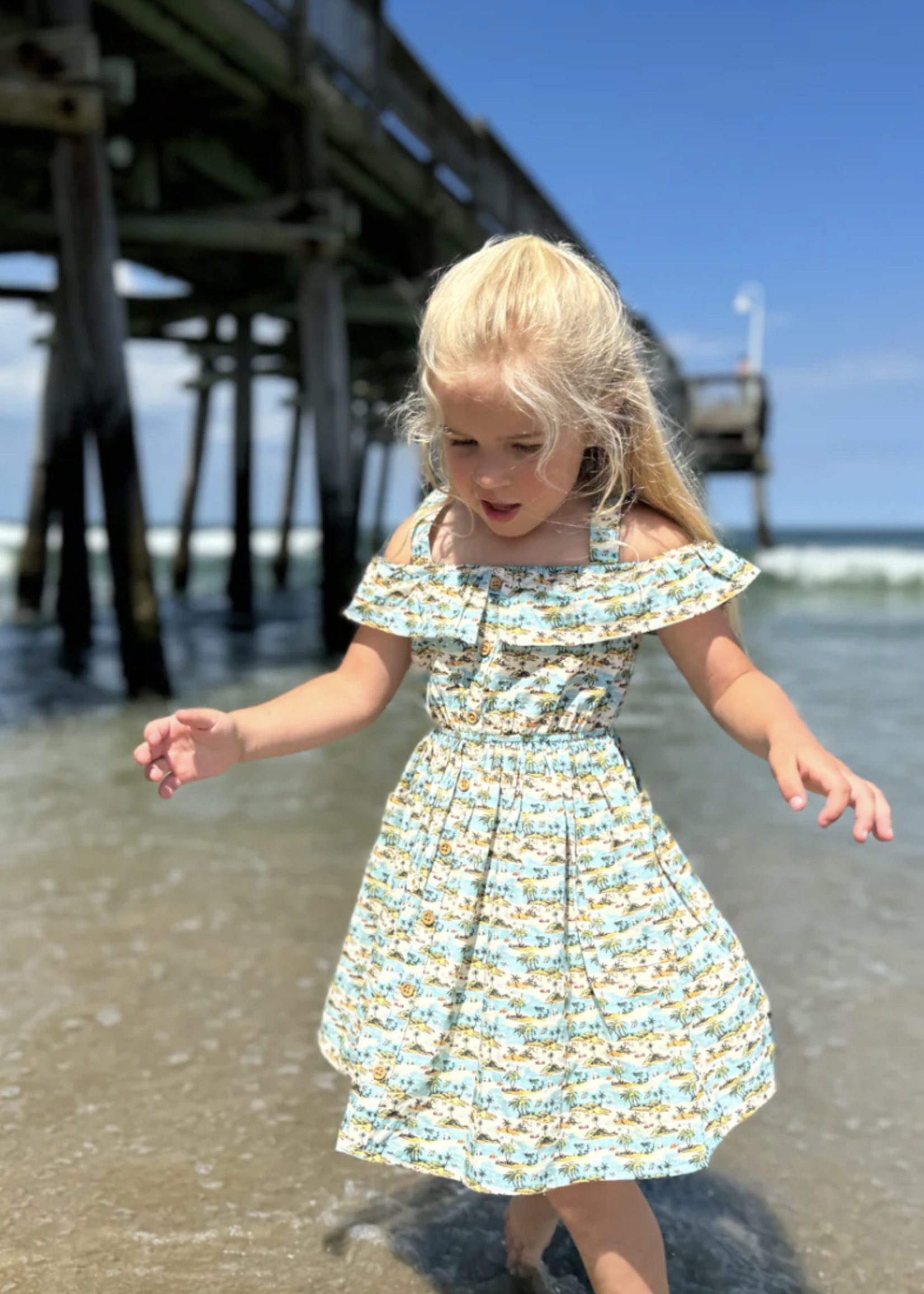 Elitaire Petite Ivy Bubble + Dress in Tropical Beach Print