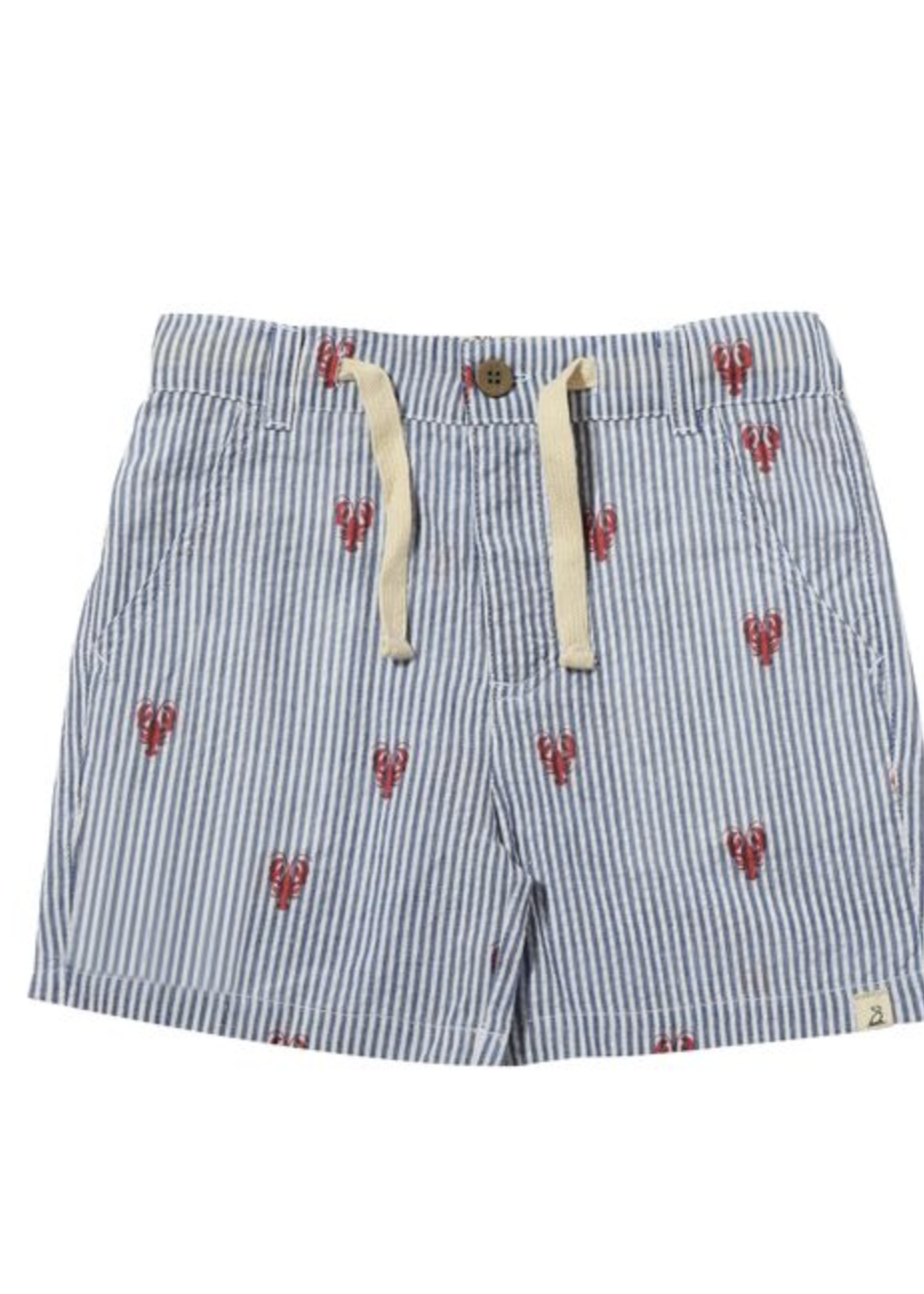Elitaire Petite Crew Woven Shorts in Lobster Seersucker