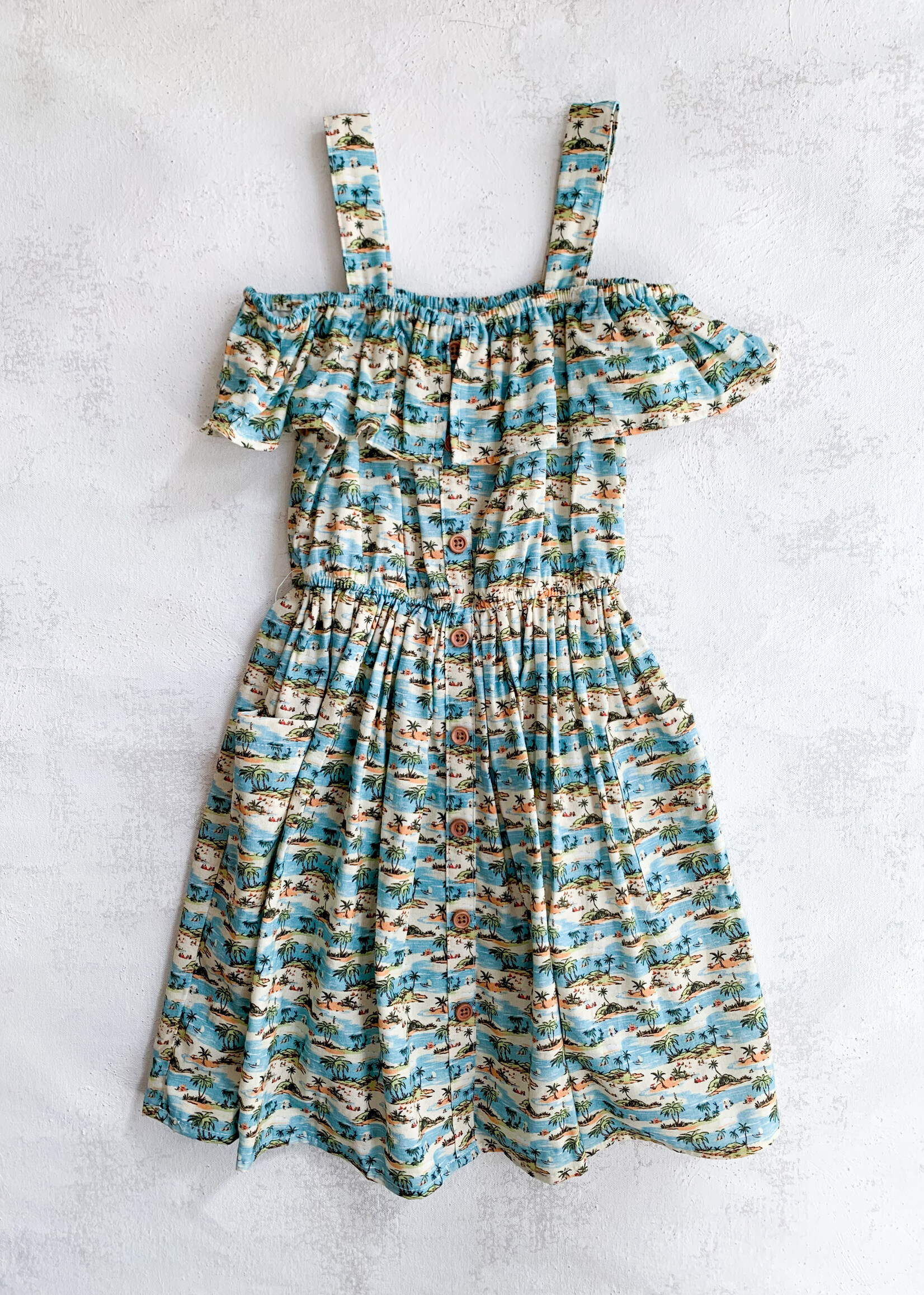 Elitaire Petite Ivy Bubble + Dress in Tropical Beach Print