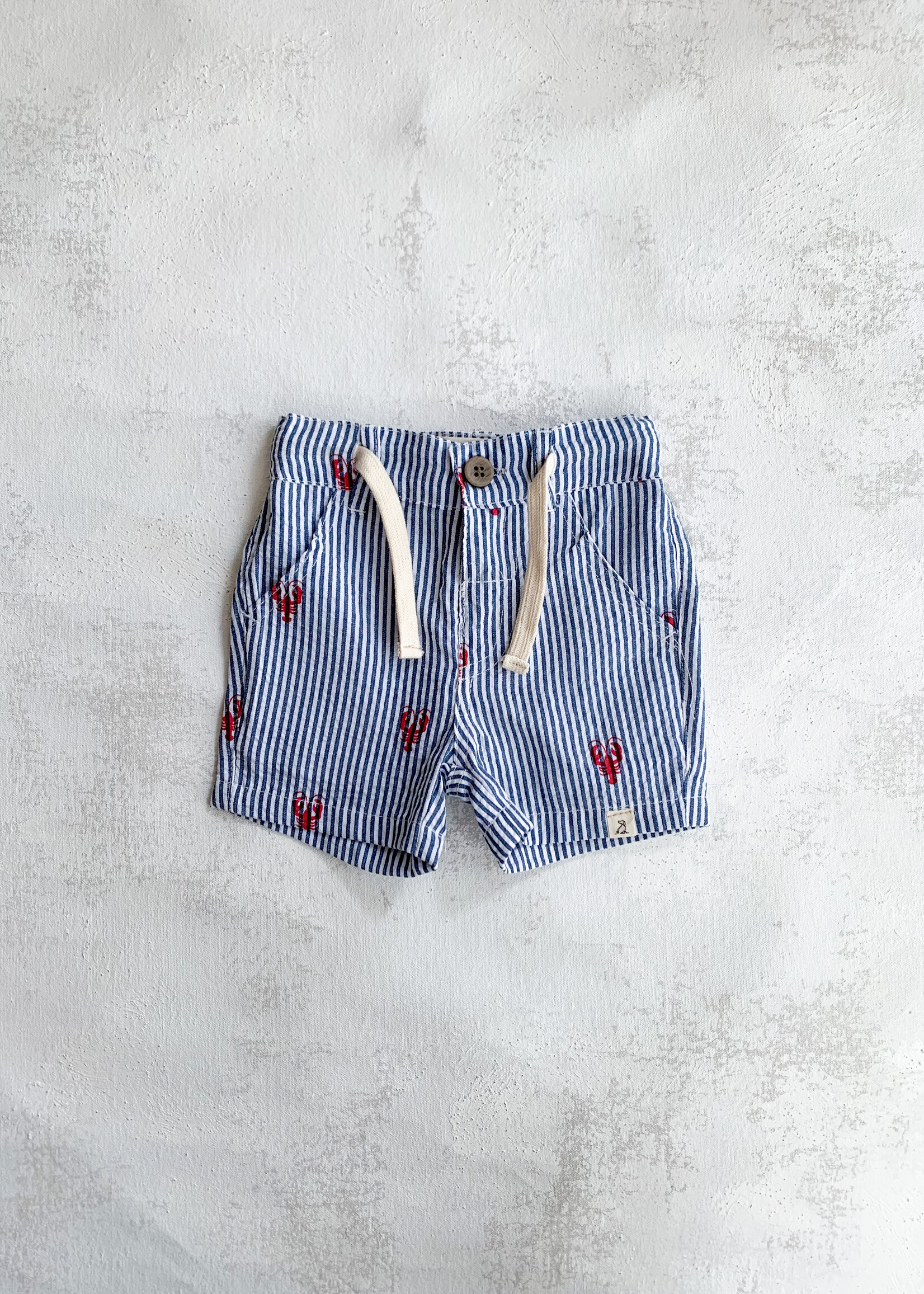 Elitaire Petite Crew Woven Shorts in Lobster Seersucker
