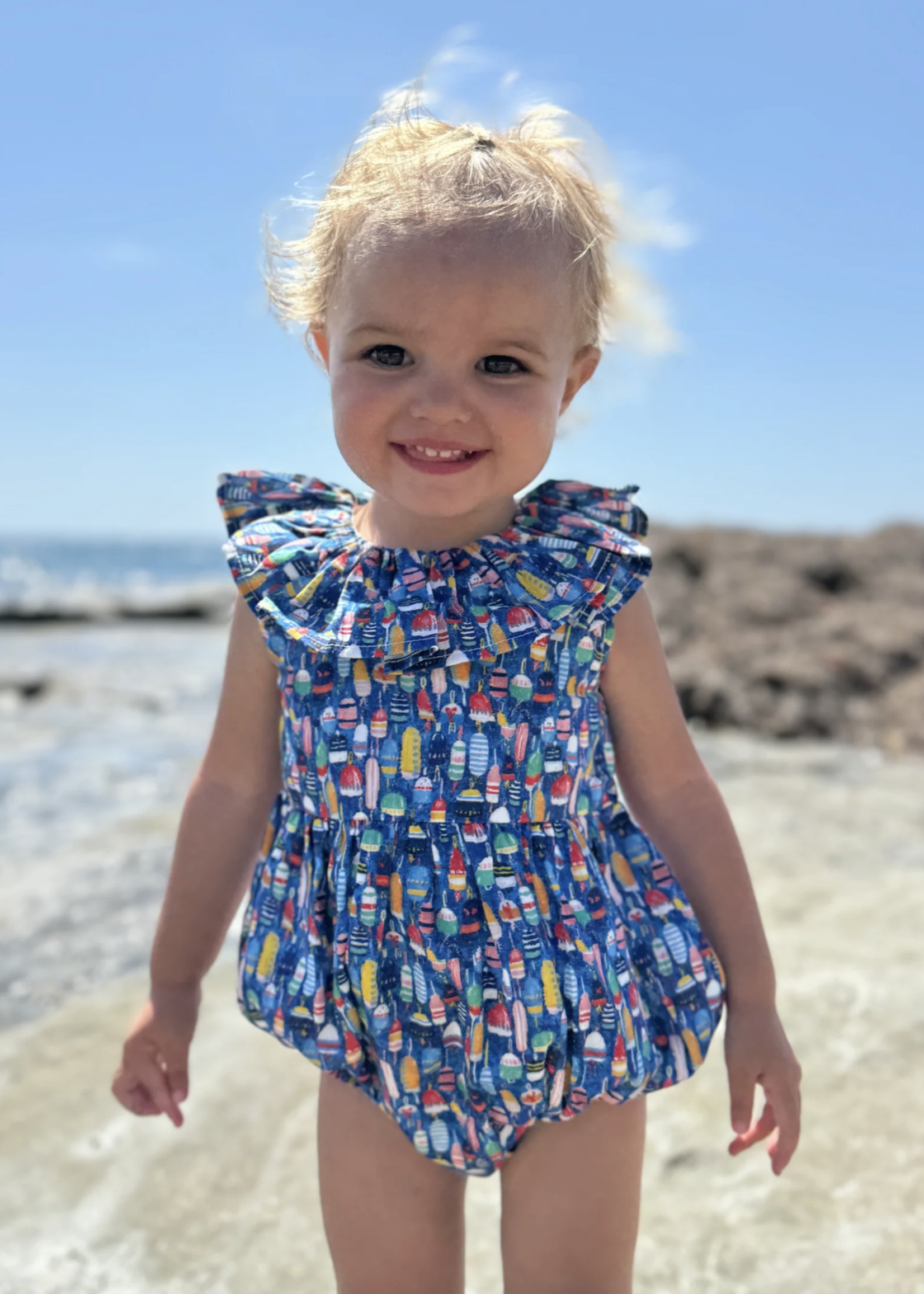 Elitaire Petite Maya Bubble + Dress in Nautical Buoys