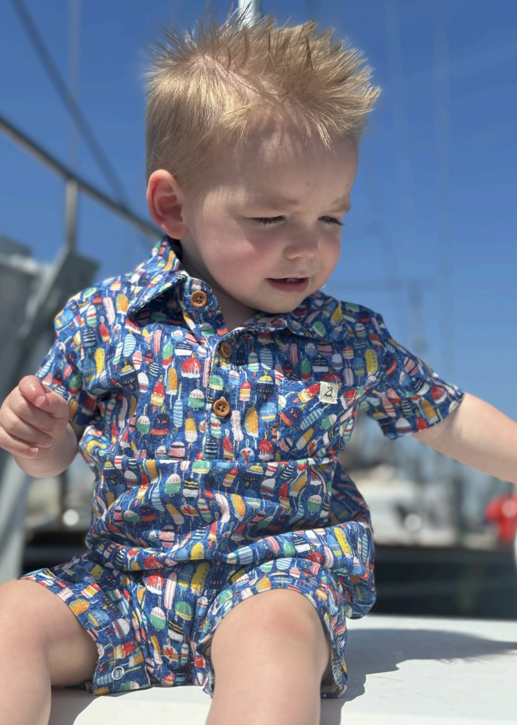 Elitaire Petite Molokai Romper + Shirt in Nautical Buoys