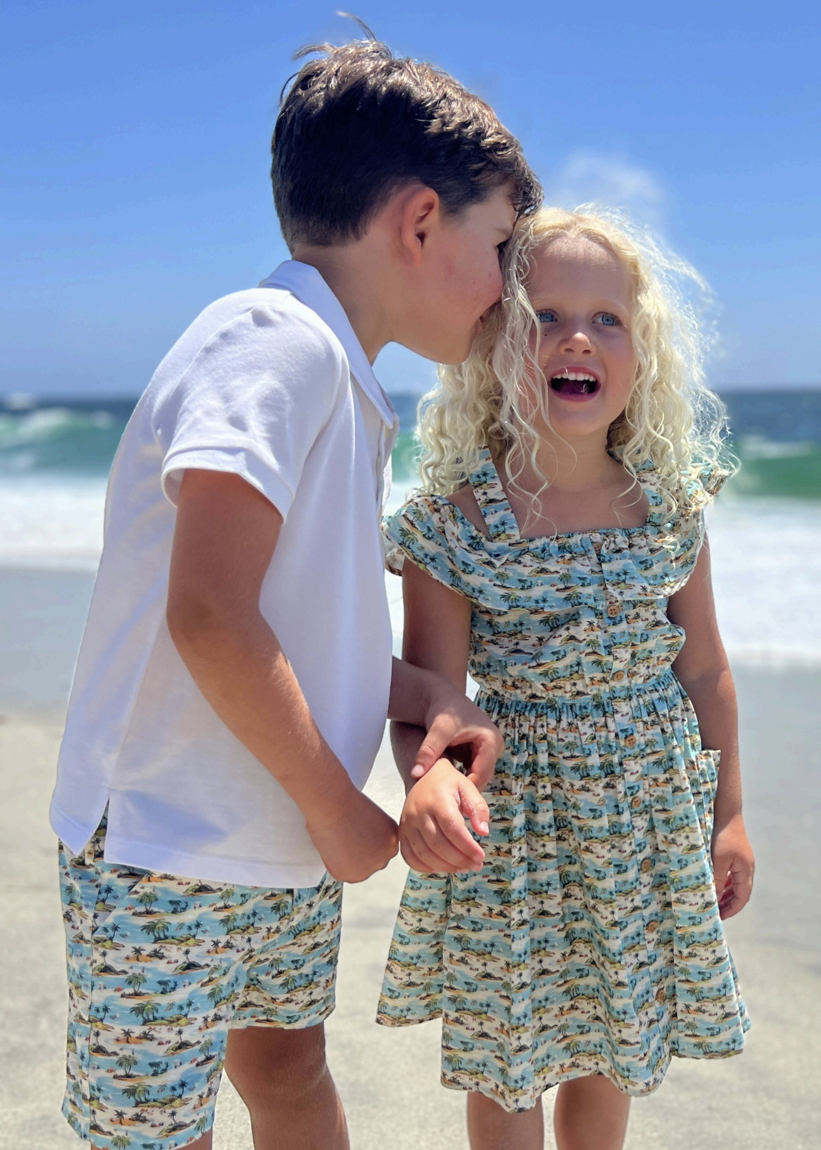 Elitaire Petite Ivy Bubble + Dress in Tropical Beach Print