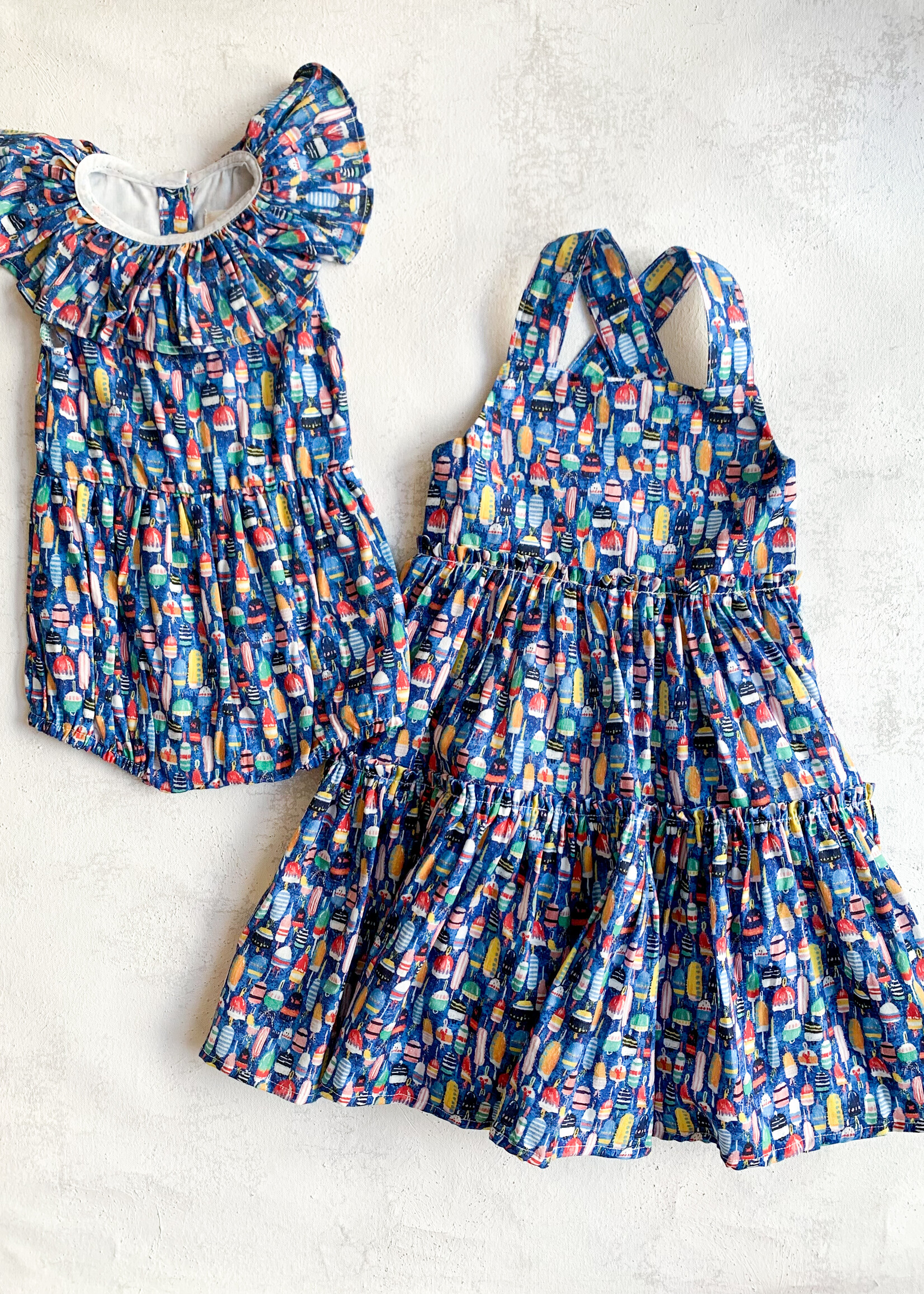 Elitaire Petite Maya Bubble + Dress in Nautical Buoys