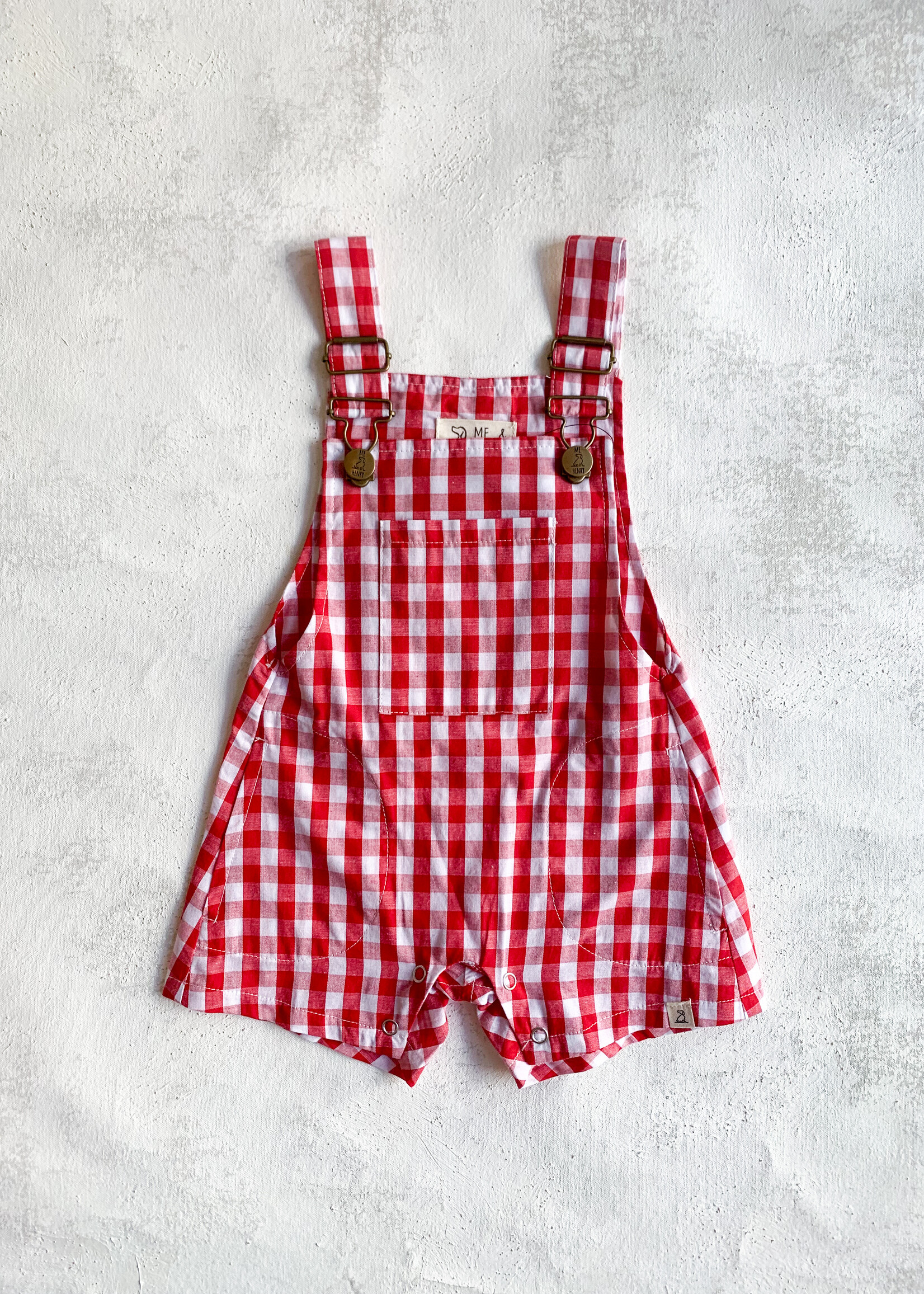 Elitaire Petite Galleon Overalls in Red + White Plaid