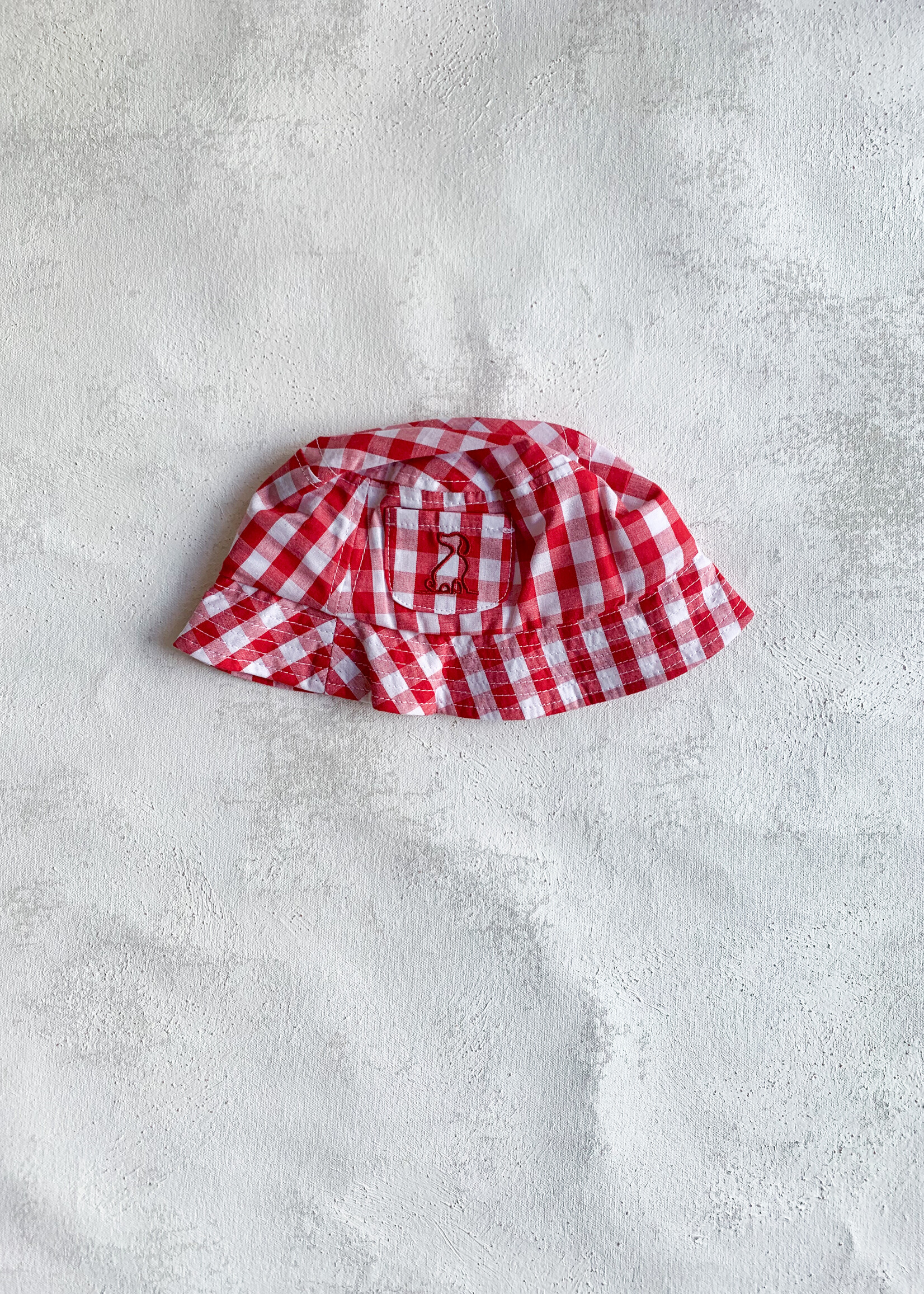 Elitaire Petite Fisherman Bucket Hat in Red + White Plaid