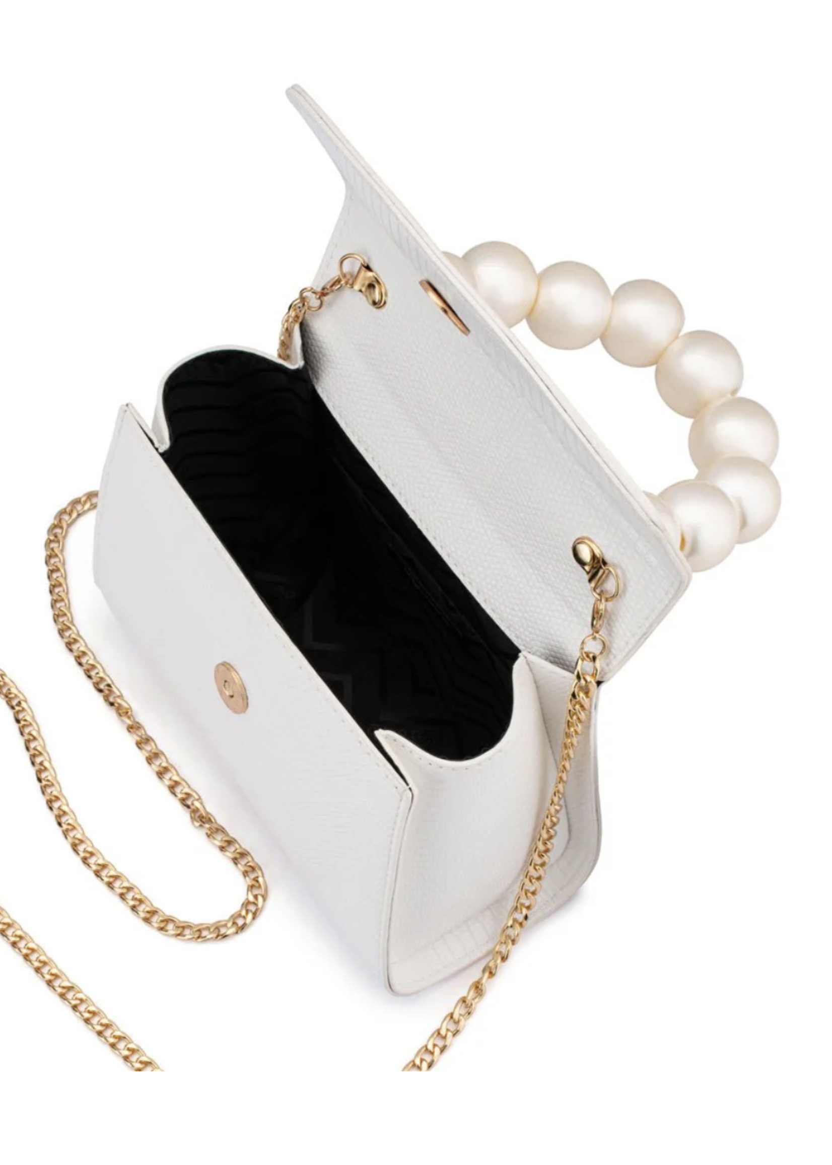 Elitaire Boutique Peta Pearl Handle Bag in White