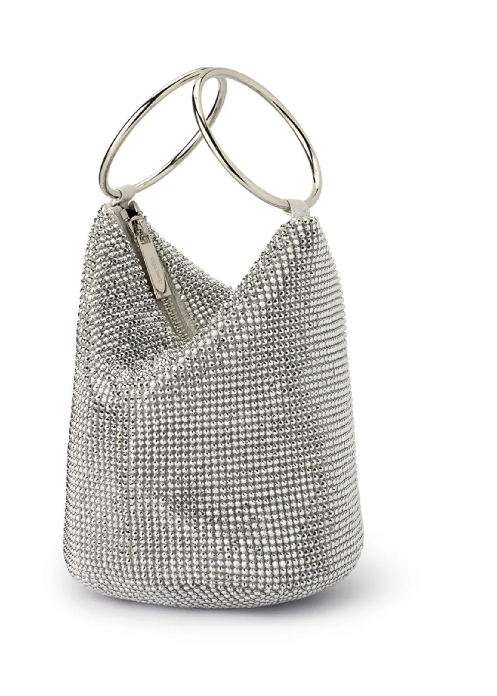 Elitaire Boutique Ellie Crystal Mesh Handle Bag in Silver