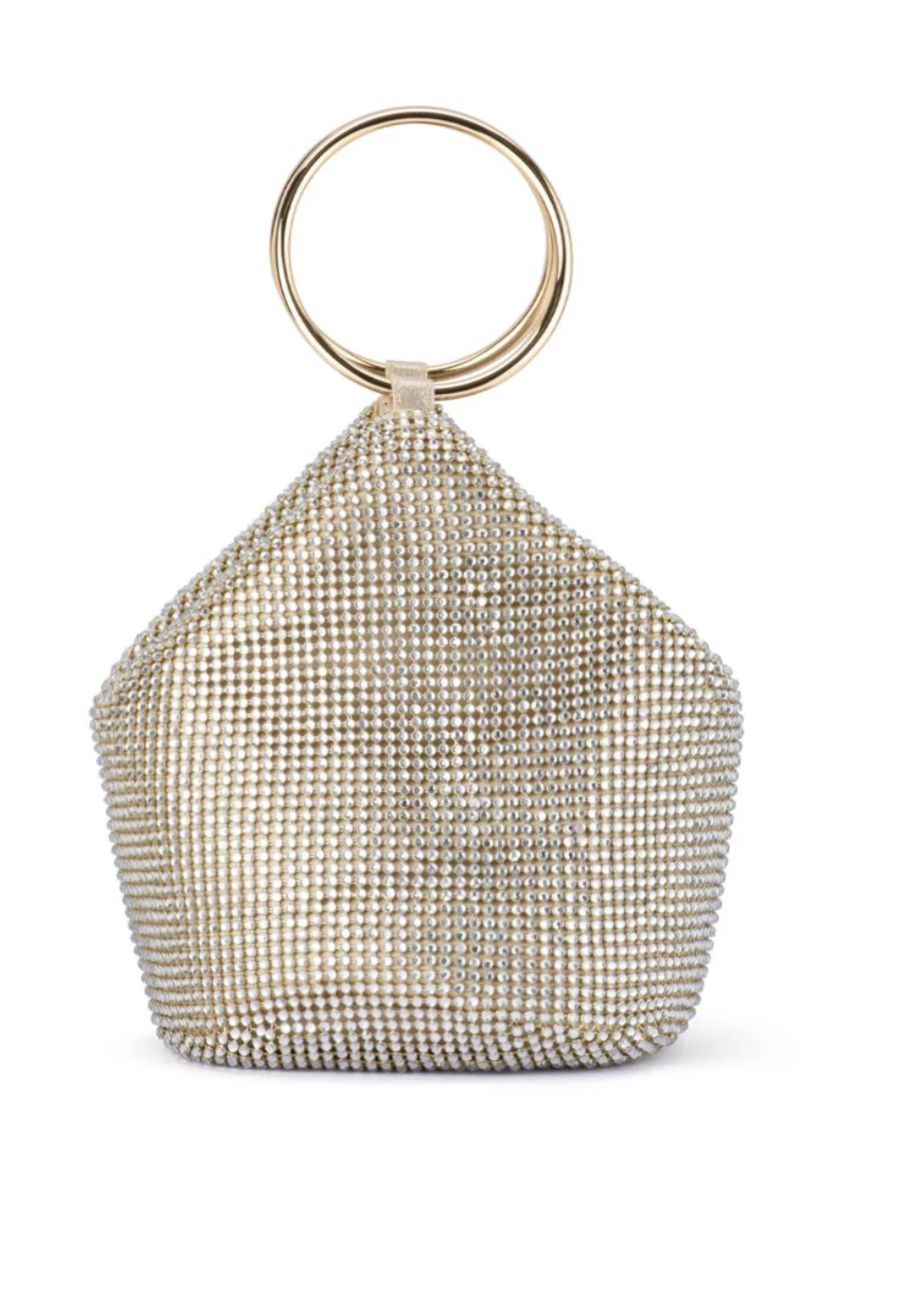 Elitaire Boutique Ellie Crystal Mesh Handle Bag in Champagne