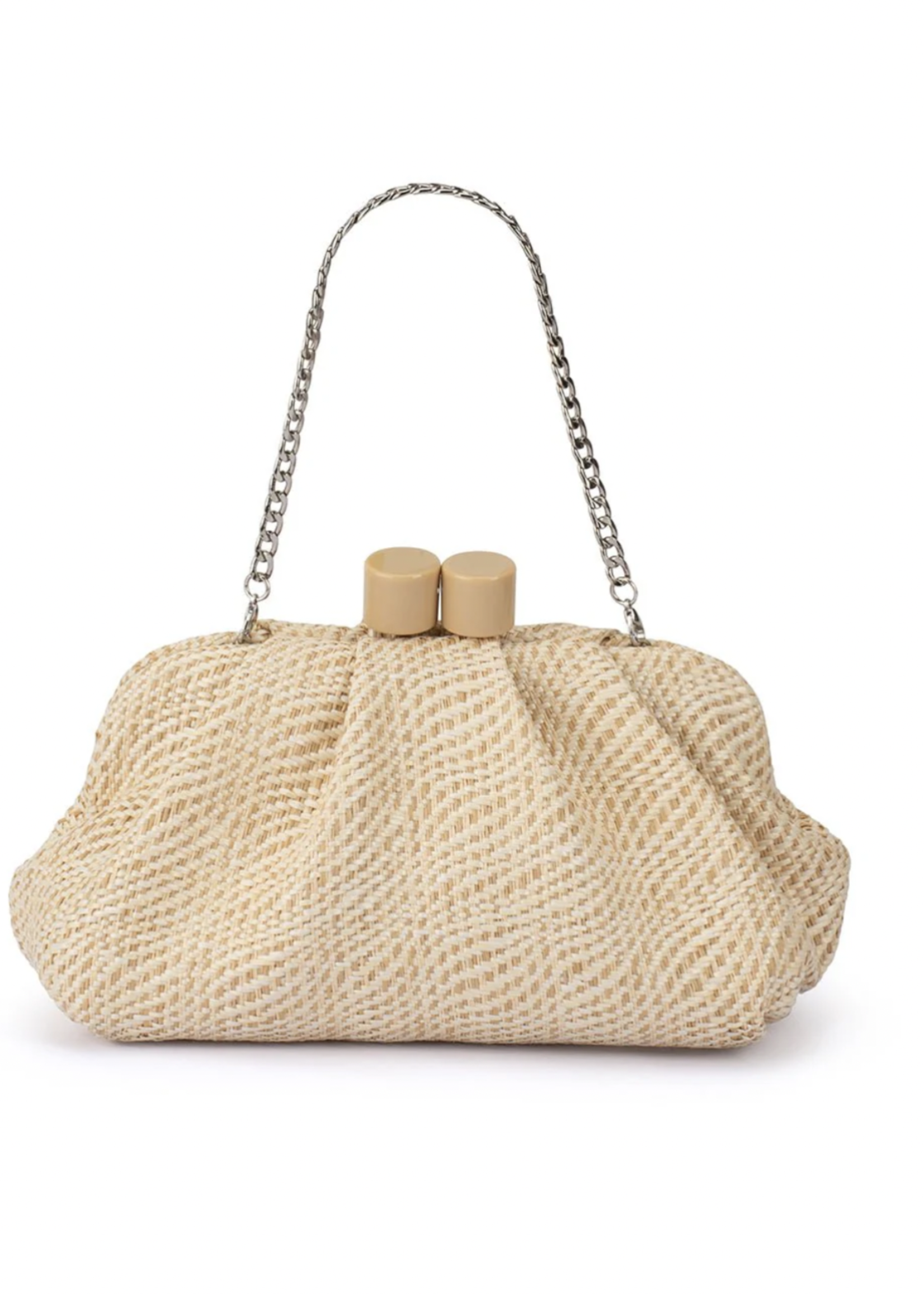 Elitaire Boutique Addison Woven Clutch in Natural